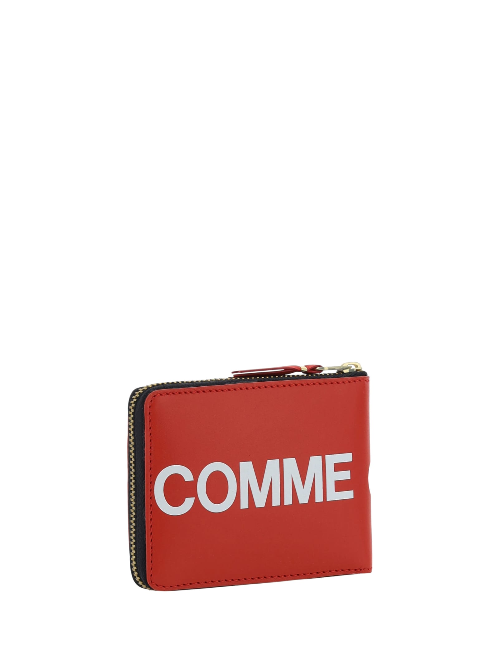 Comme Des Garçons Wallet Logo Printed Zip-around Bi-fold Wallet In Red