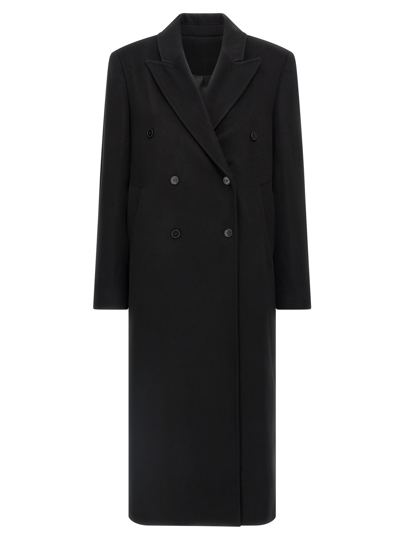 Loulou Studio Temo Double Breast Viscose Coat In Black