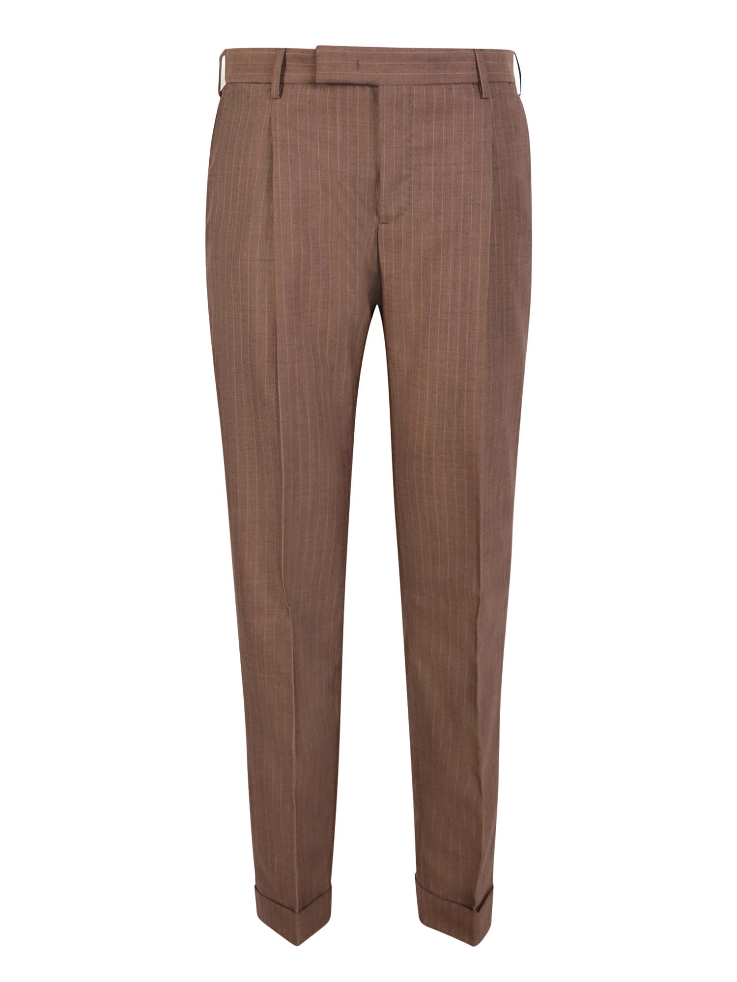Pt01 Rebel Pinstripe Brown Trousers