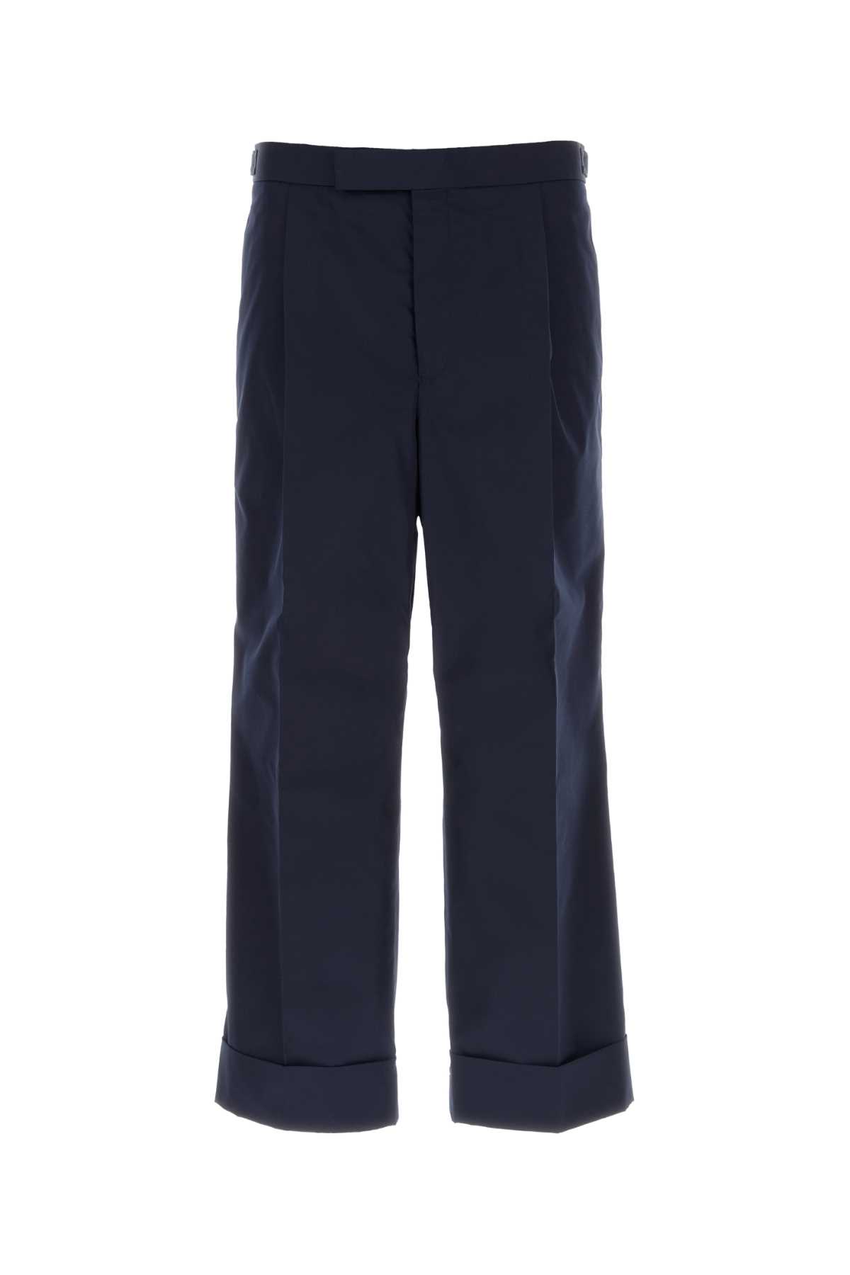 Shop Thom Browne Navy Blue Polyester Blend Pant