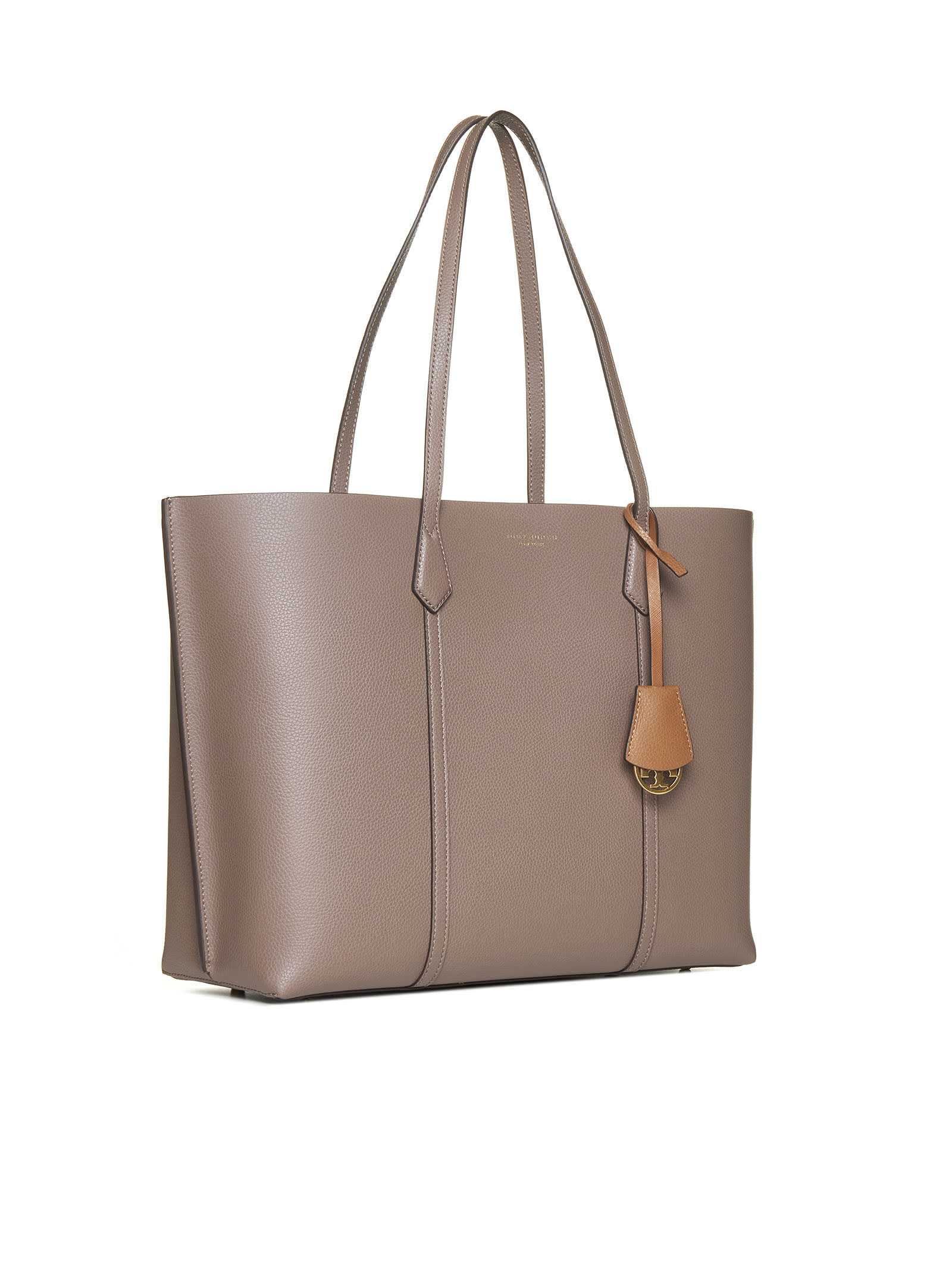 Tory Burch Perry Triple Compartment Leather Tote In Brown