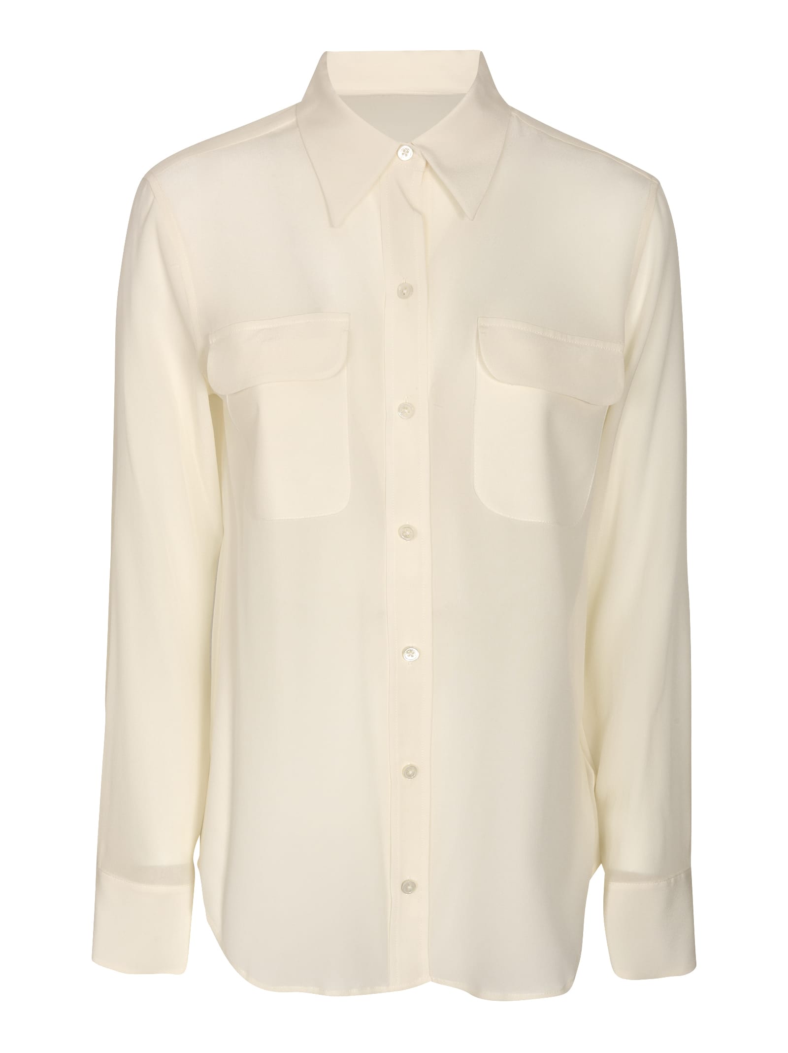 Shop Equipment Round Hem Patched Pocket Plain Shirt In Nature White