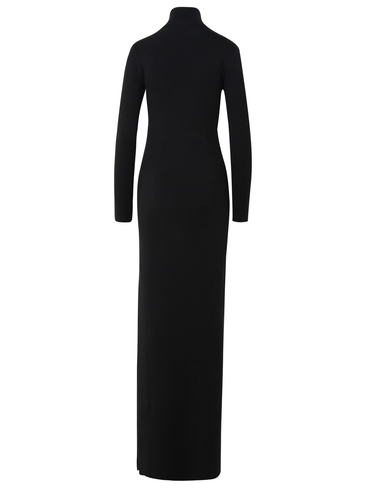 Saint Laurent Cutout Wool Turtleneck Maxi Dress In Black