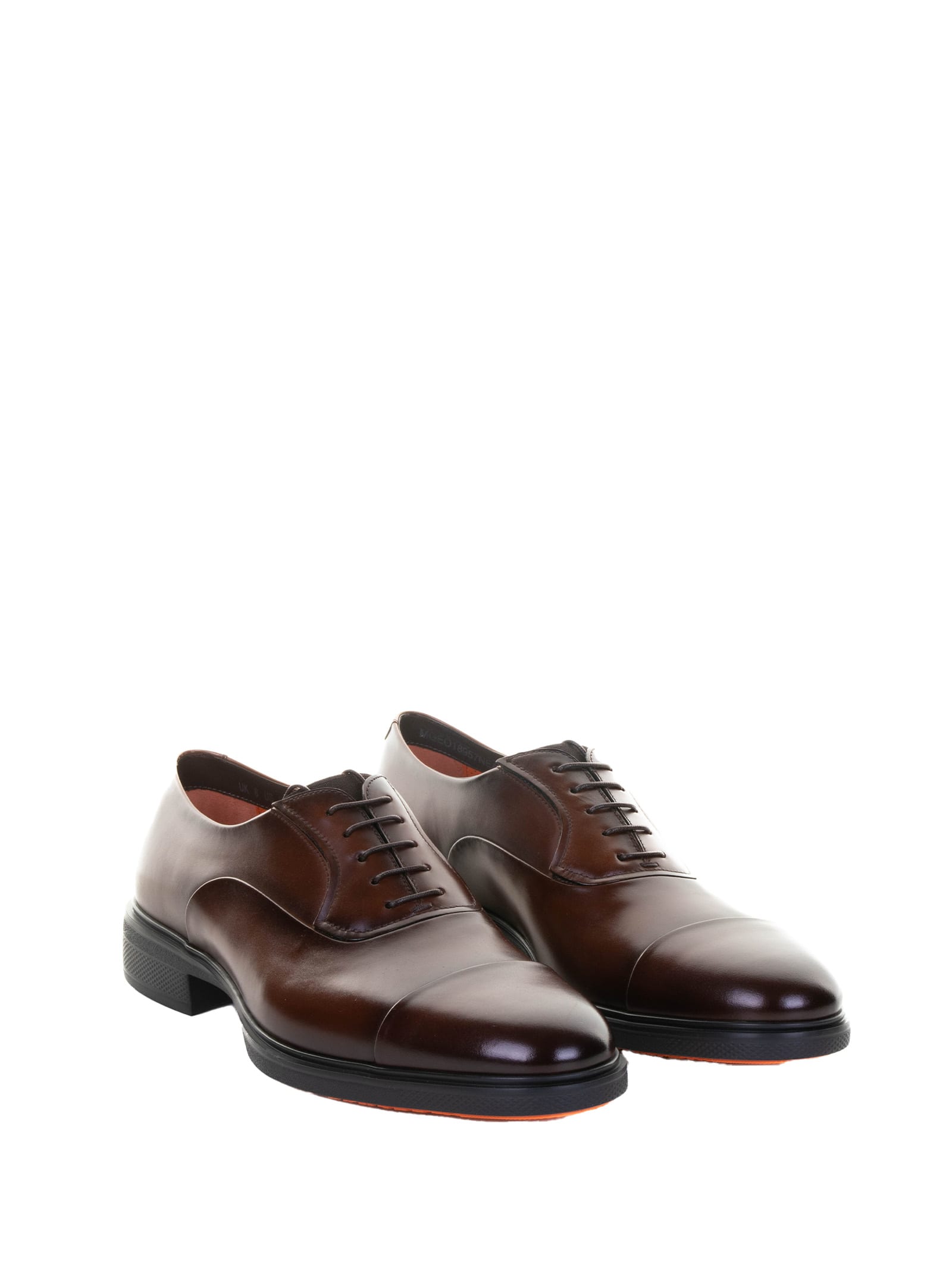 Santoni Brown Leather Oxford In Brown