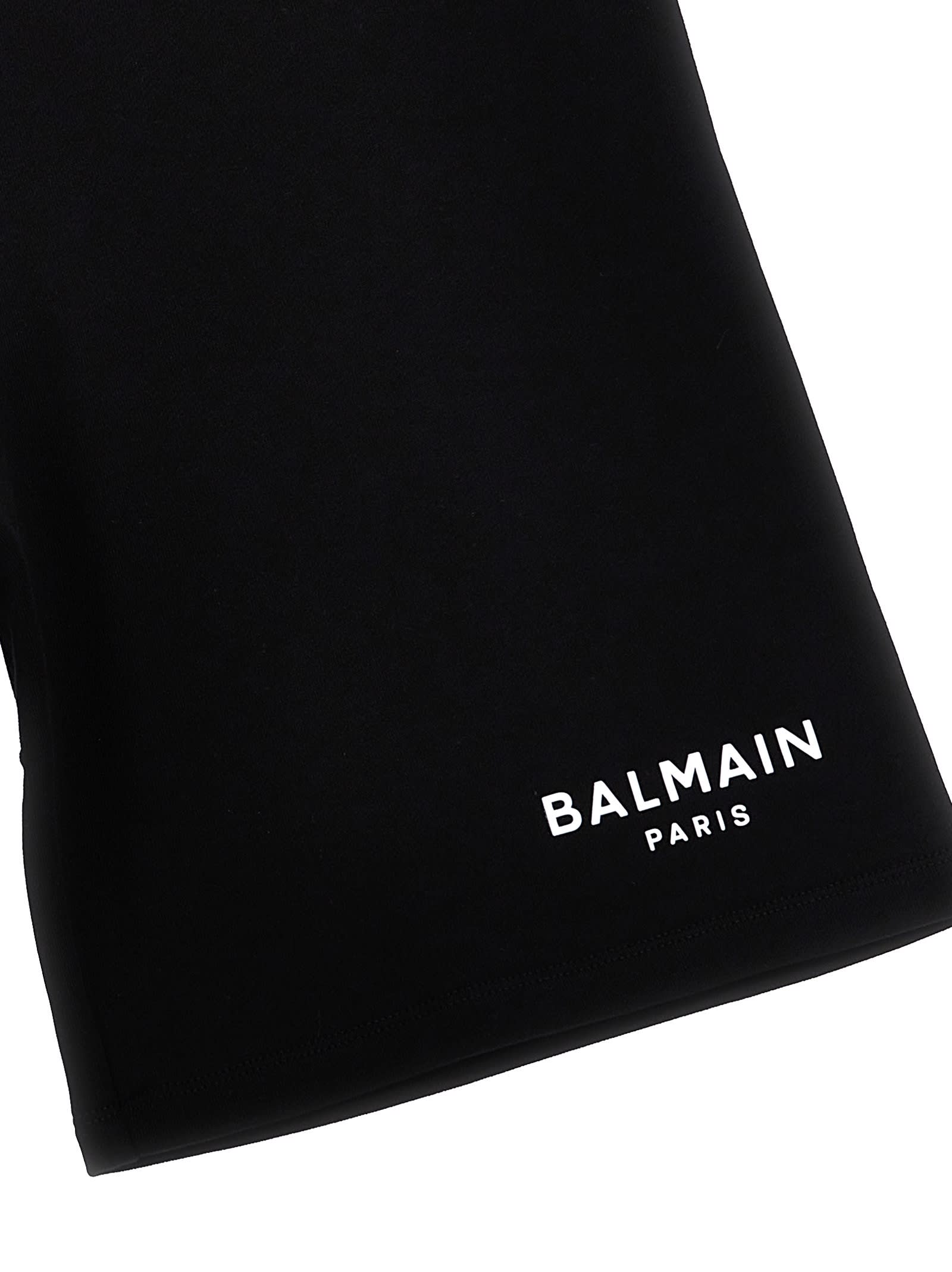Balmain Embossed Logo Bermuda Shorts In White/black