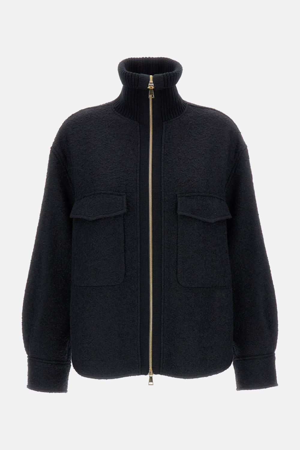 Moncler Zip-up Patch-pockets Shirt In Black
