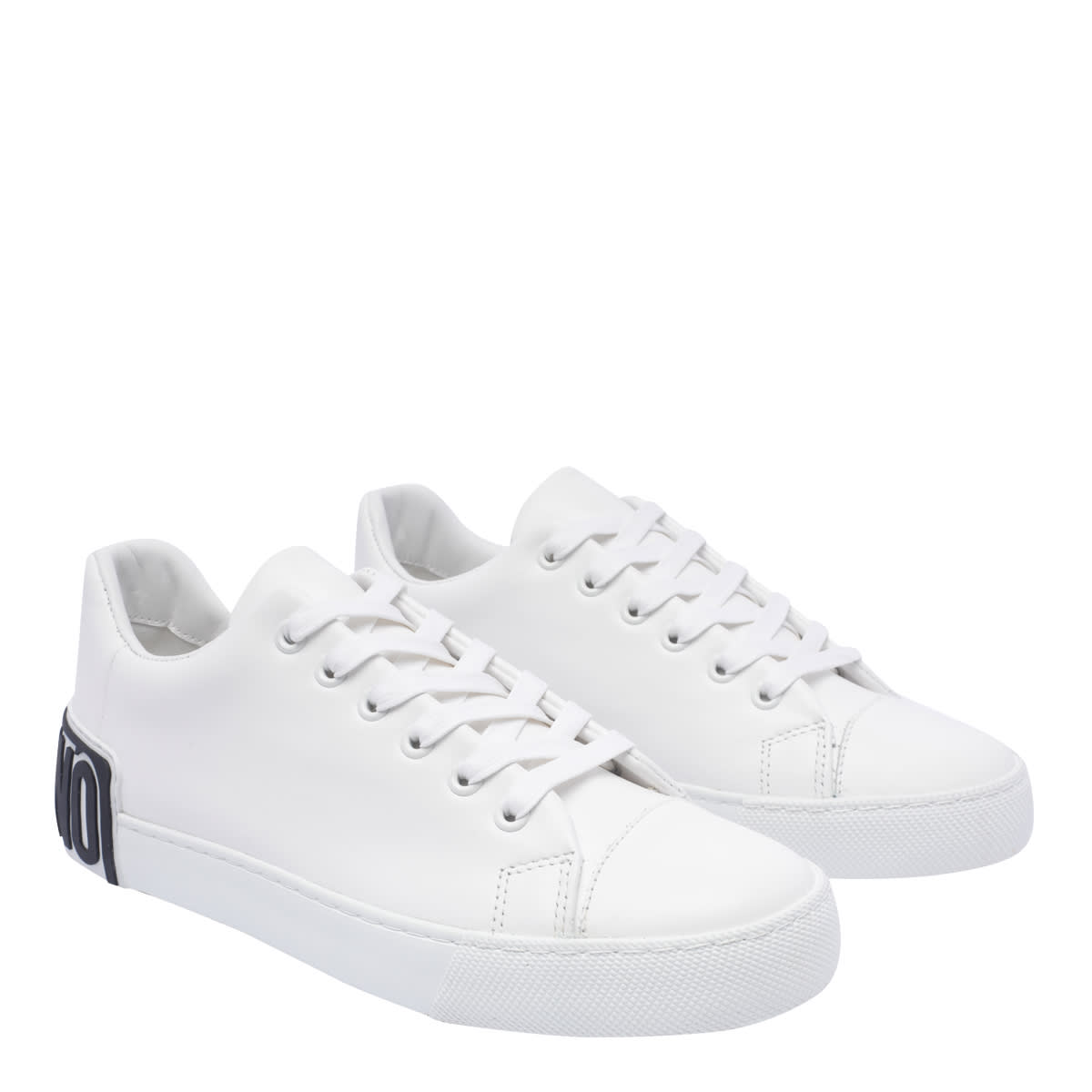 Shop Moschino Maxi Logo Sneakers In White