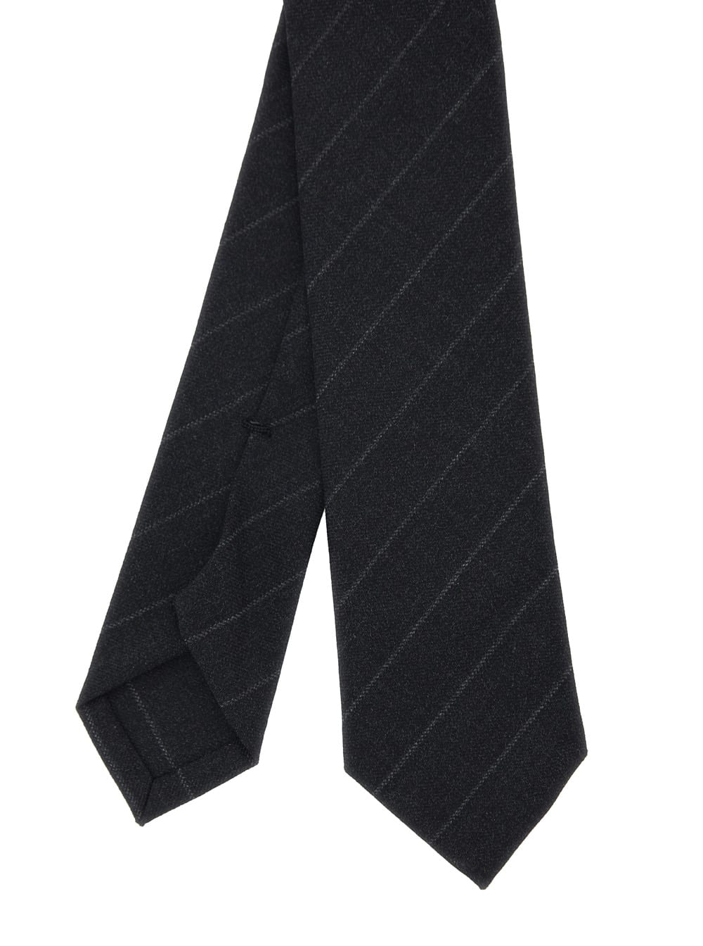 Shop Thom Browne Black Striped Tie In Wool Man In Grey