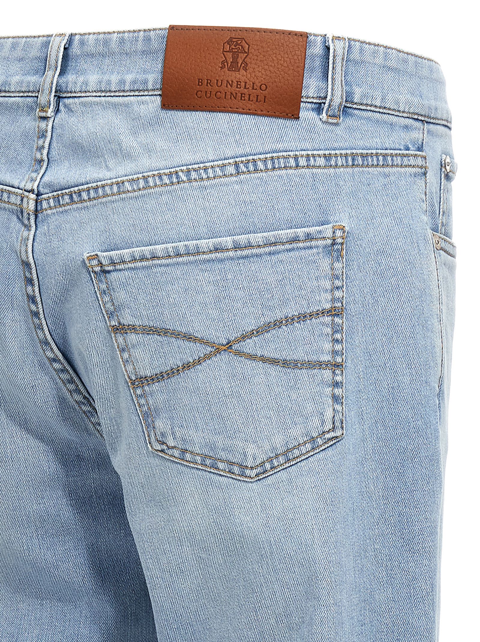 Shop Brunello Cucinelli Logo Embroidery Jeans In Light Blue