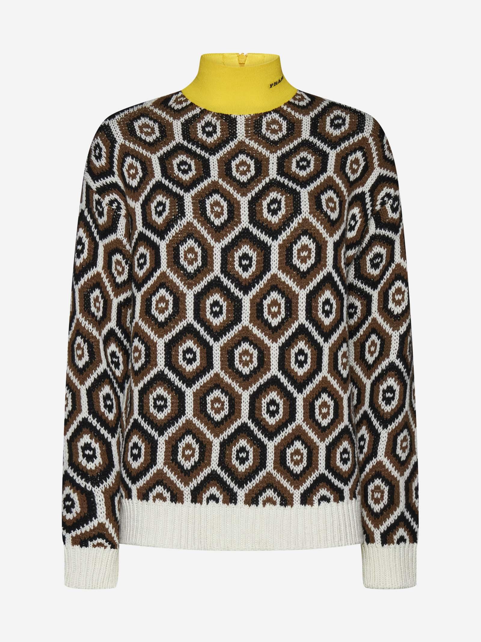Prada Jacquard Wool Blend Sweater