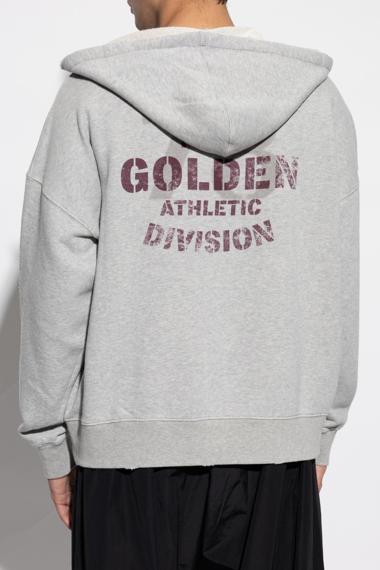 Shop Golden Goose Sweatshirt With Logo In Alluminium Melange Gray