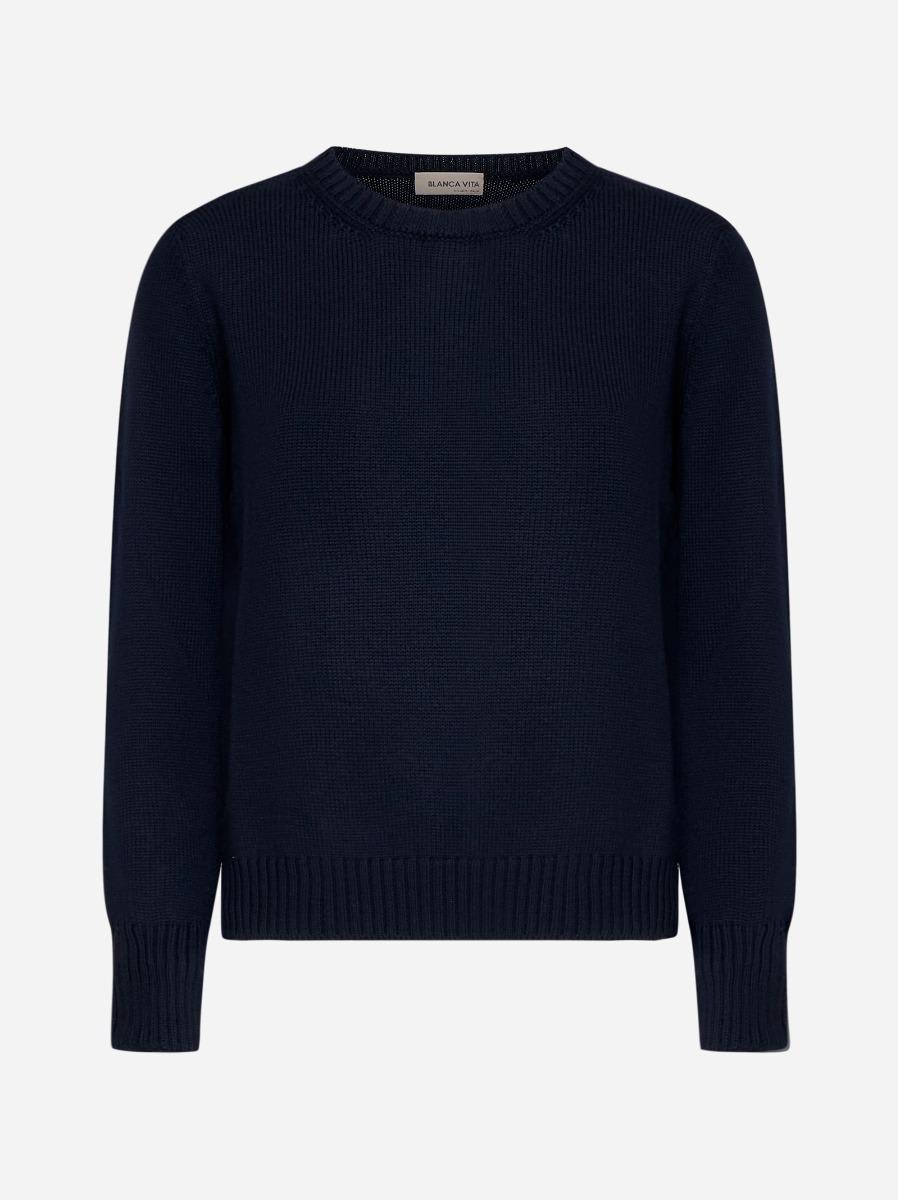 Blue Virgin Wool Crewneck Sweater