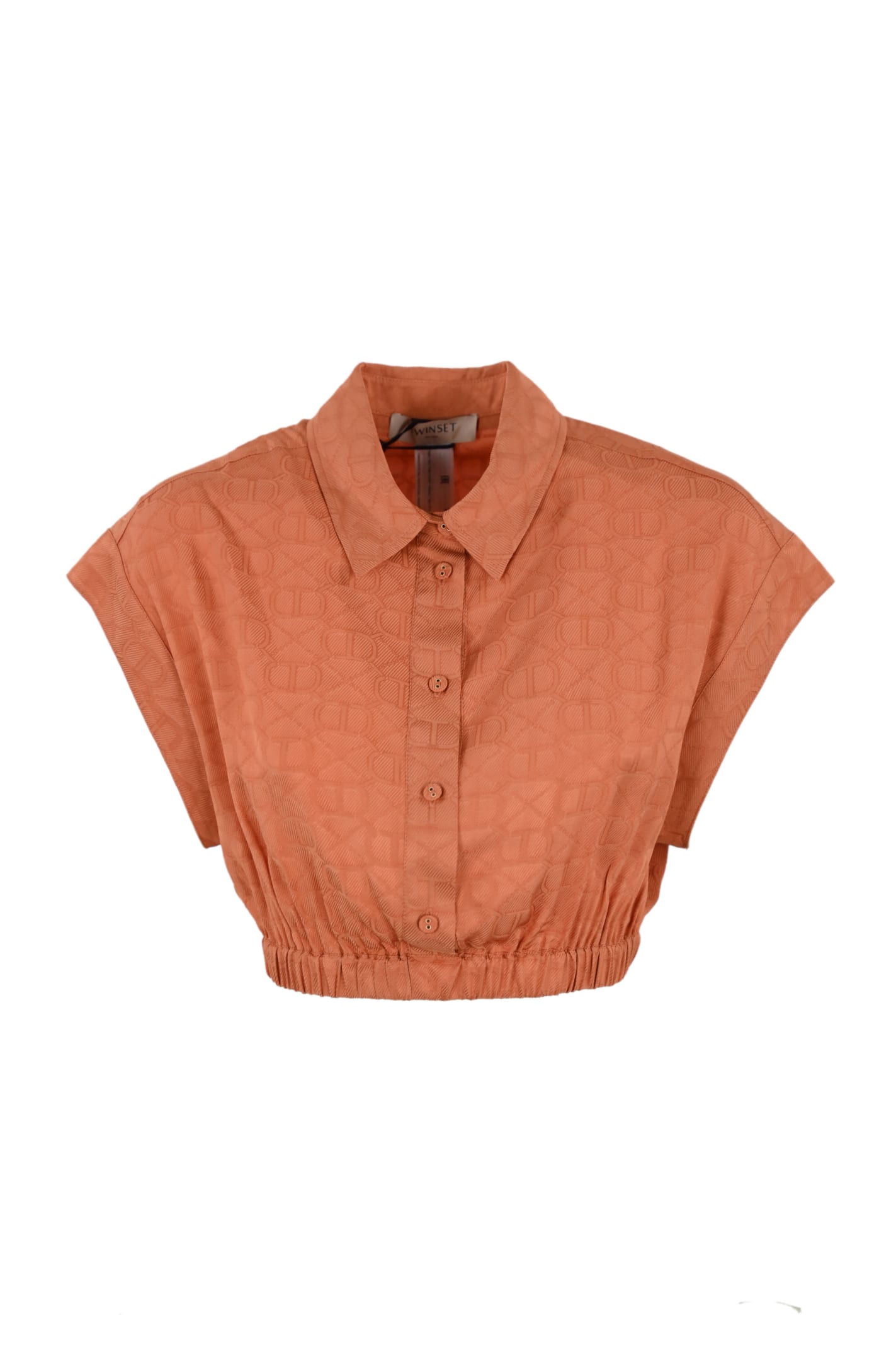 Twinset Cropped Blouse With Oval-t Logo