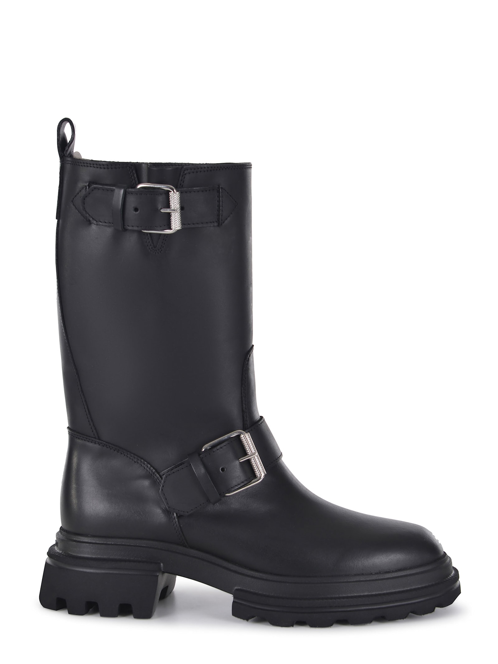 Shop Hogan Biker Boots  10-storey Made Of Smooth Leather In Black