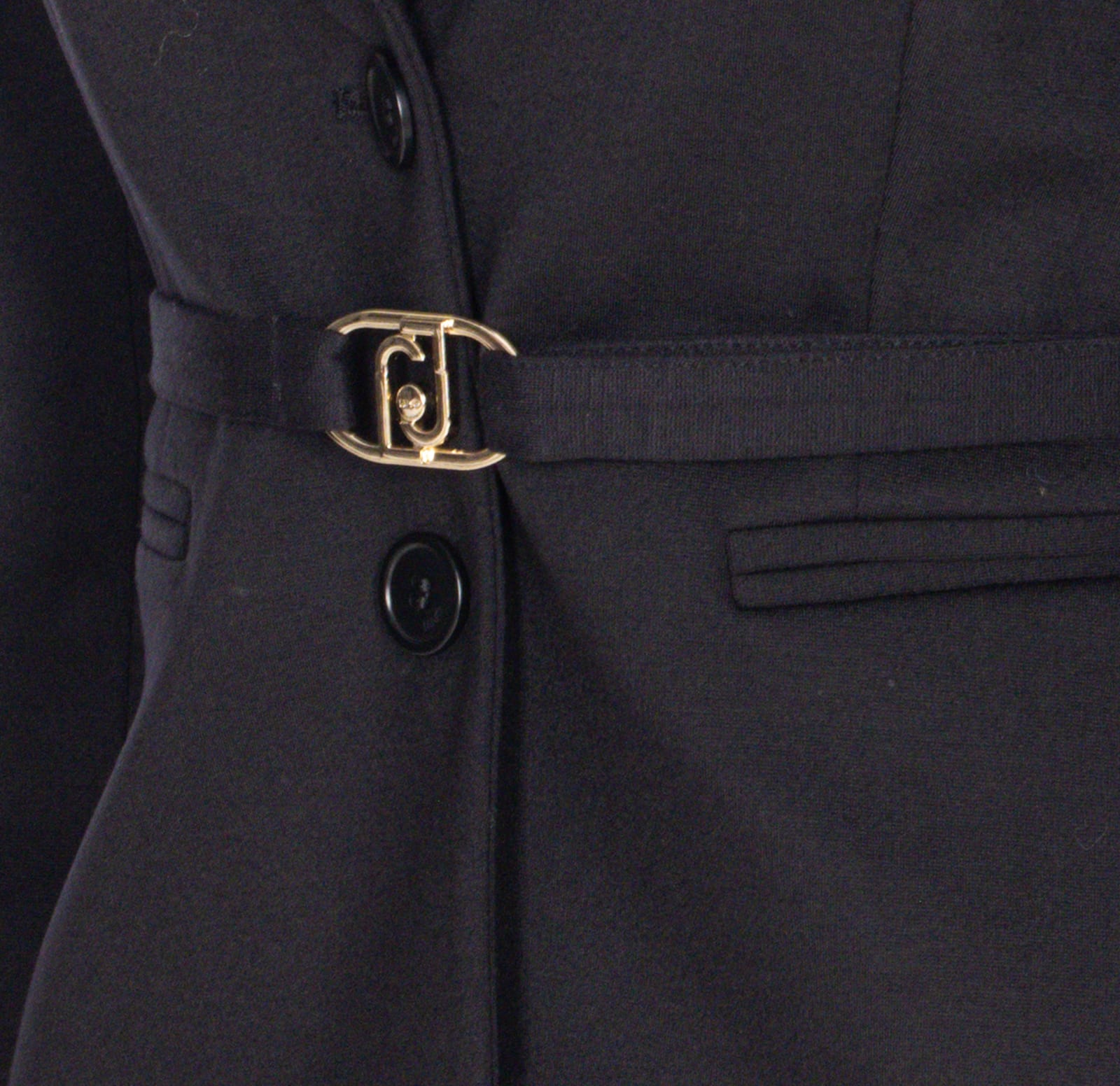 Liu •jo Belted Fitted Jacket V-neck In Gray