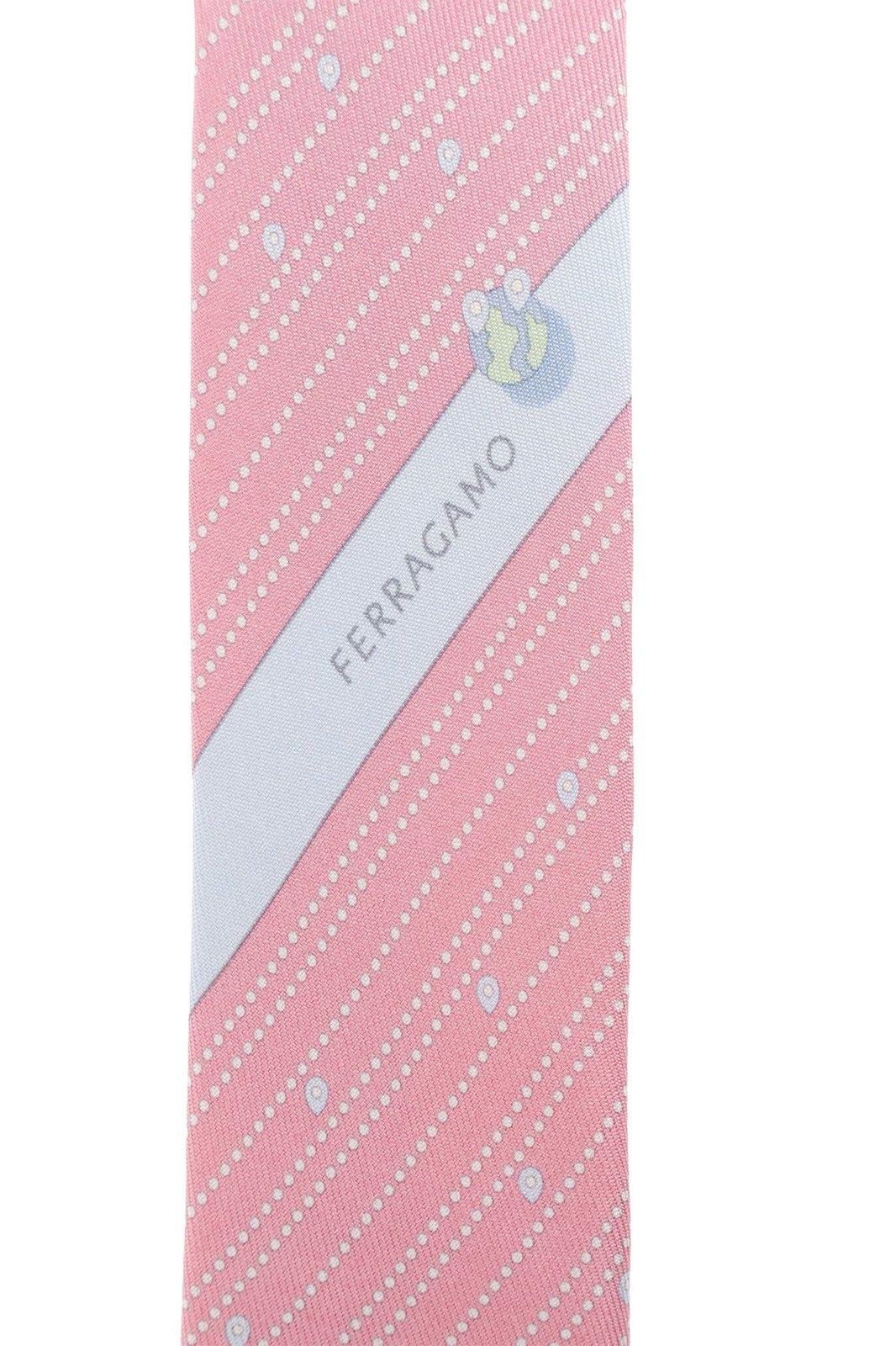 Shop Ferragamo Tag Prined Tie In Pink