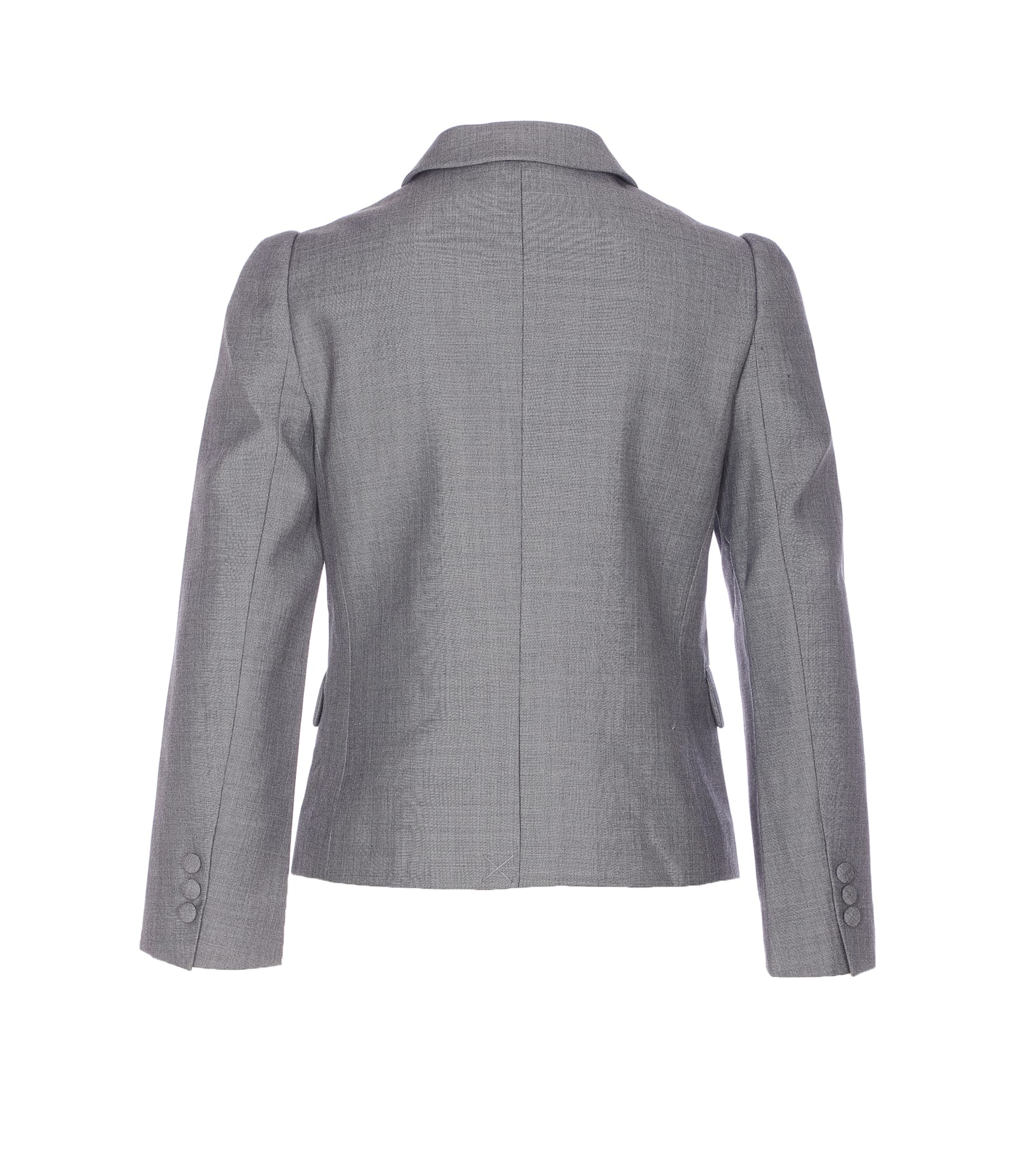 Shushu-tong Grey Jacket With Notched Revers And V Neck In Wool Blend Woman In Gray
