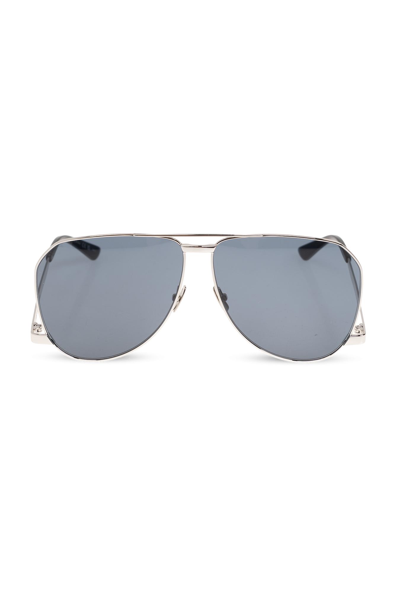 Shop Saint Laurent Sl 690 Dust Sunglasses In Metal Silver Blue