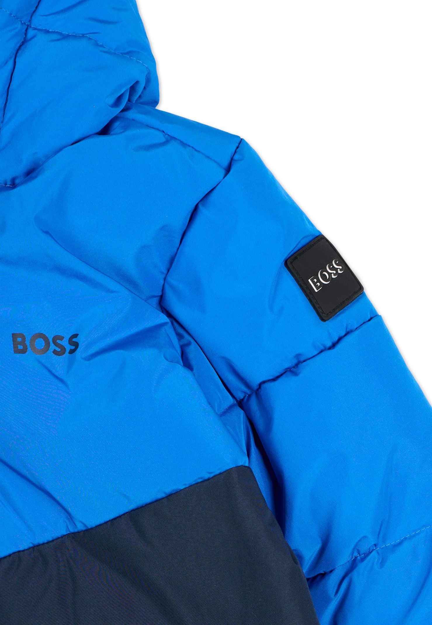 Hugo Boss Blue Down Jacket For Baby Boy With Logo In Blue