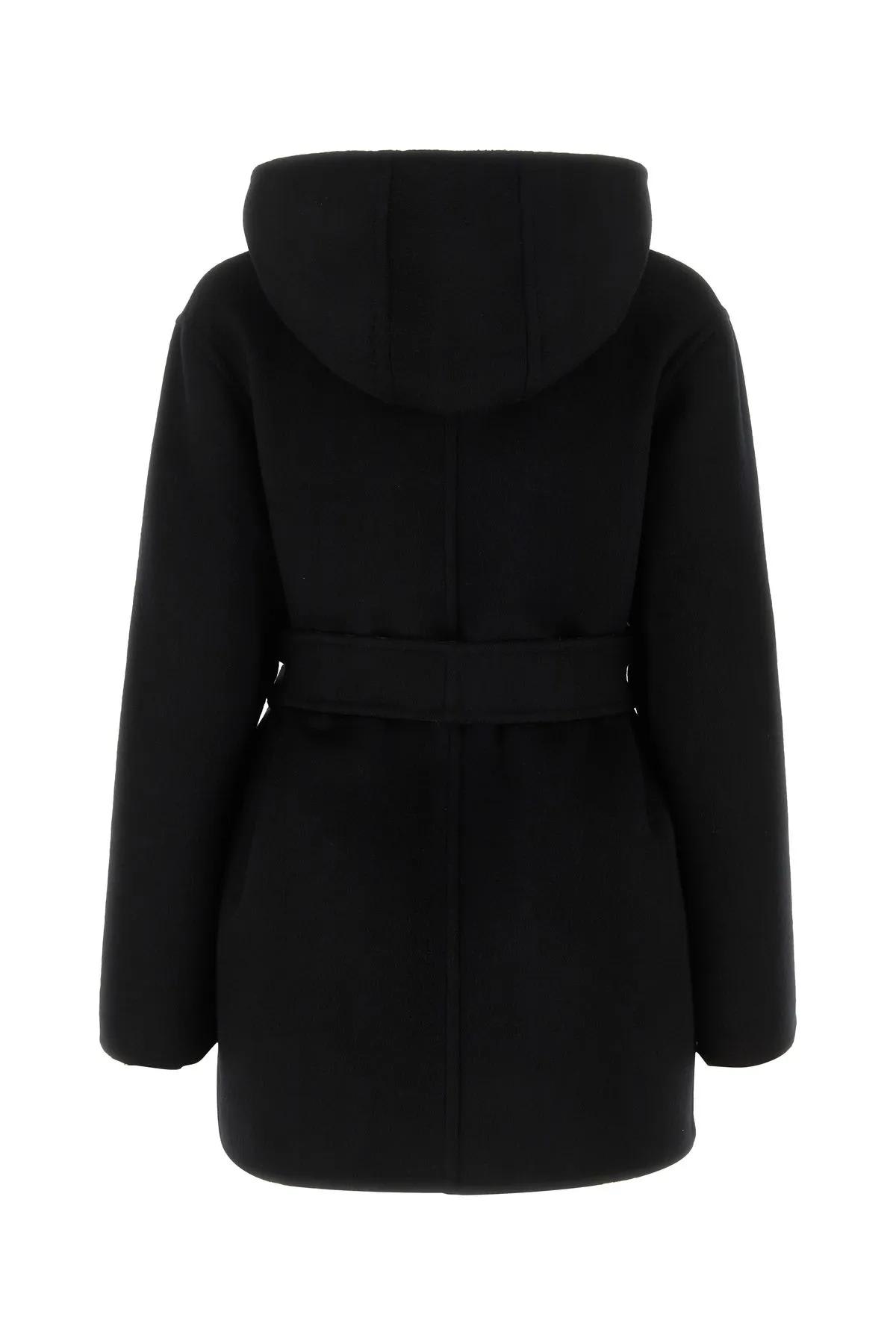 Shop Valentino Black Wool Blend Coat