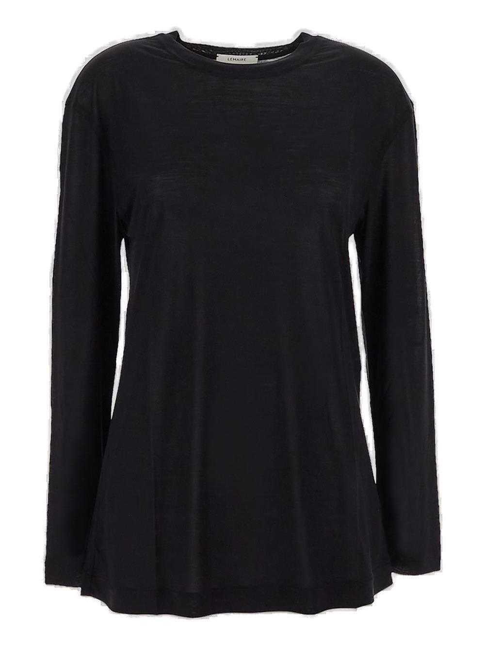 Shop Lemaire Long-sleeved Crewneck T-shirt In Black