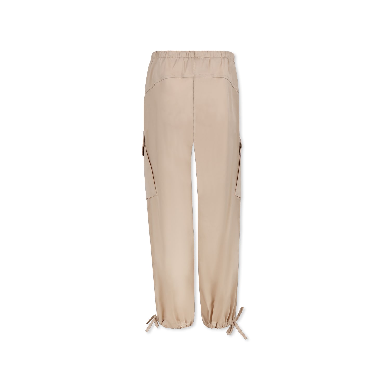 Msgm Beige Trousers For Girl With Logo In Beige
