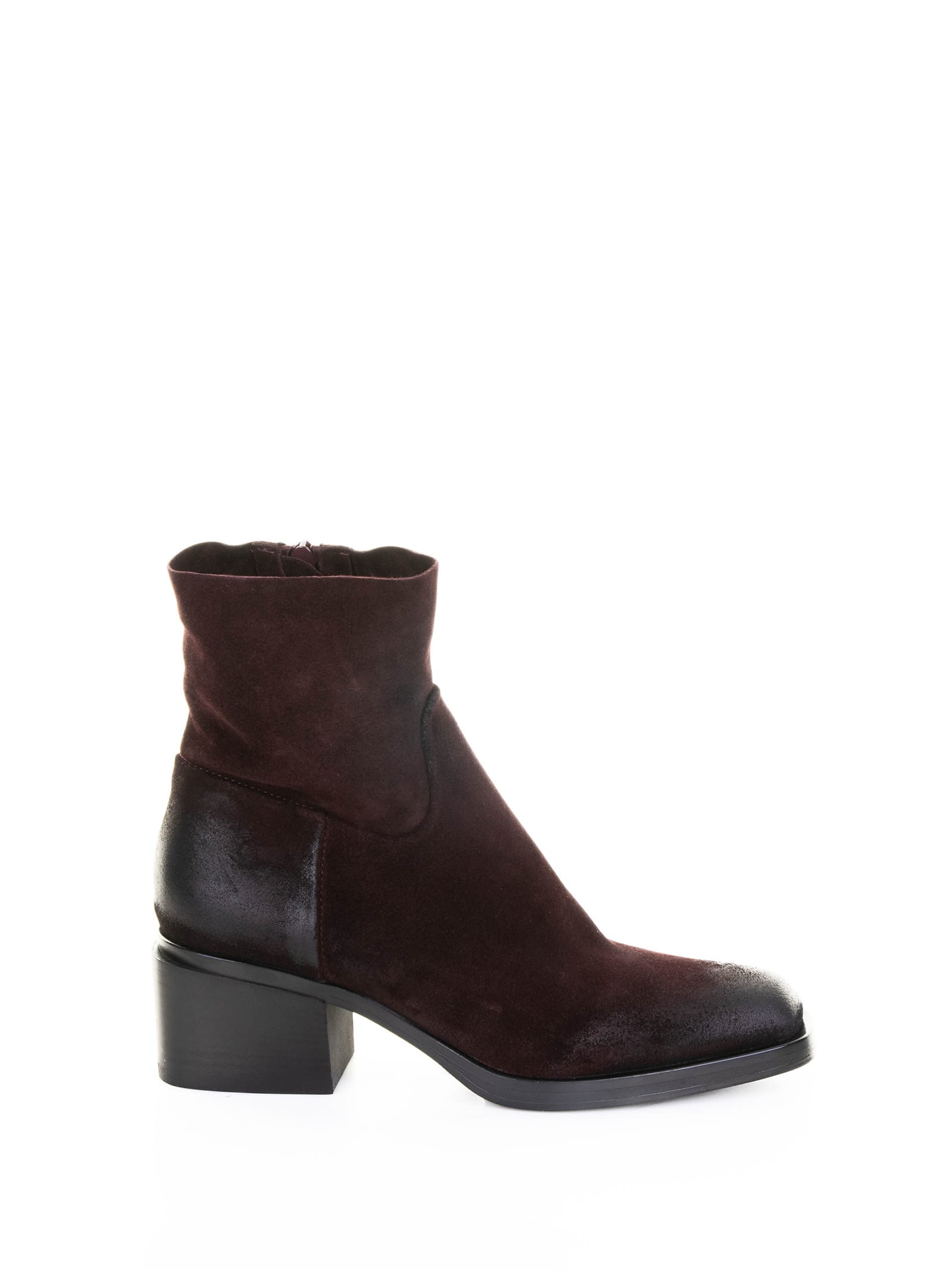 Elena Iachi Suede Ankle Boot With Rubber Sole In Brown