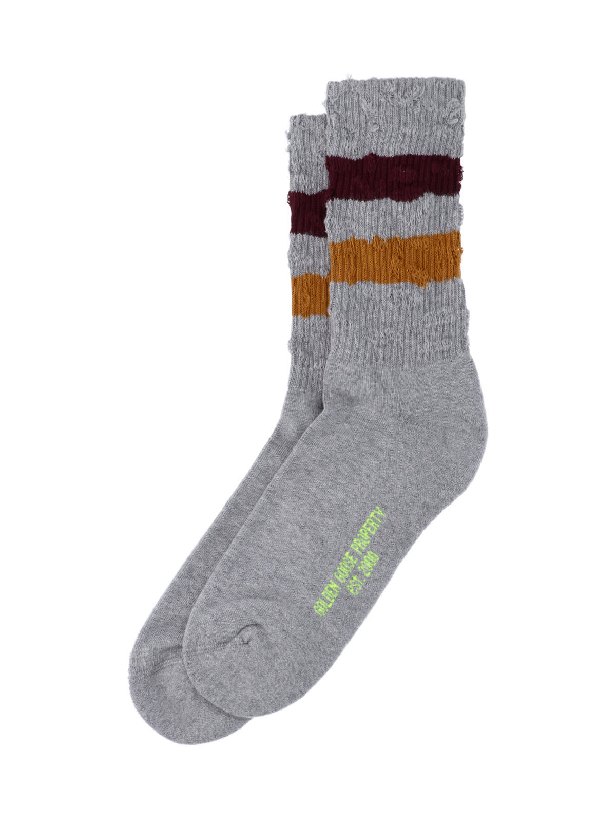 Golden Goose Striped Ribbed Socks In Grey