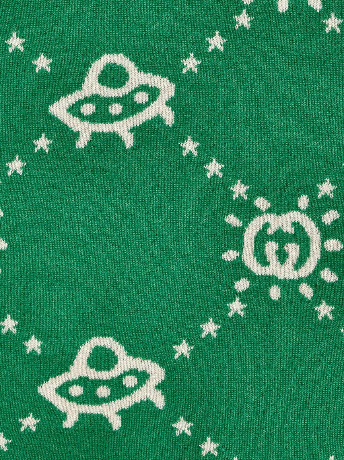 Shop Gucci Gg Ufo Intarsia Crewneck Jumper In Green