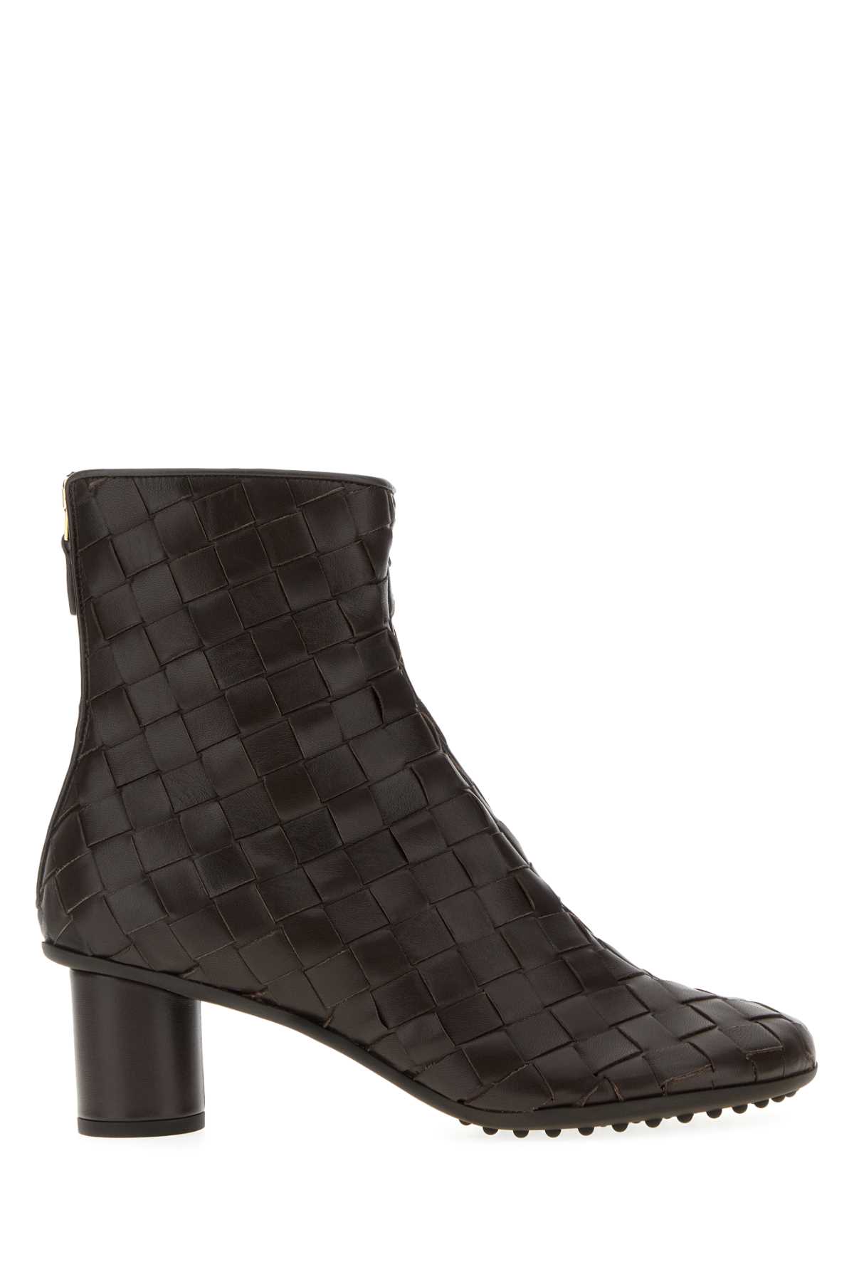Bottega Veneta Atomic 75 Intrecciato Leather Ankle Boots In Red