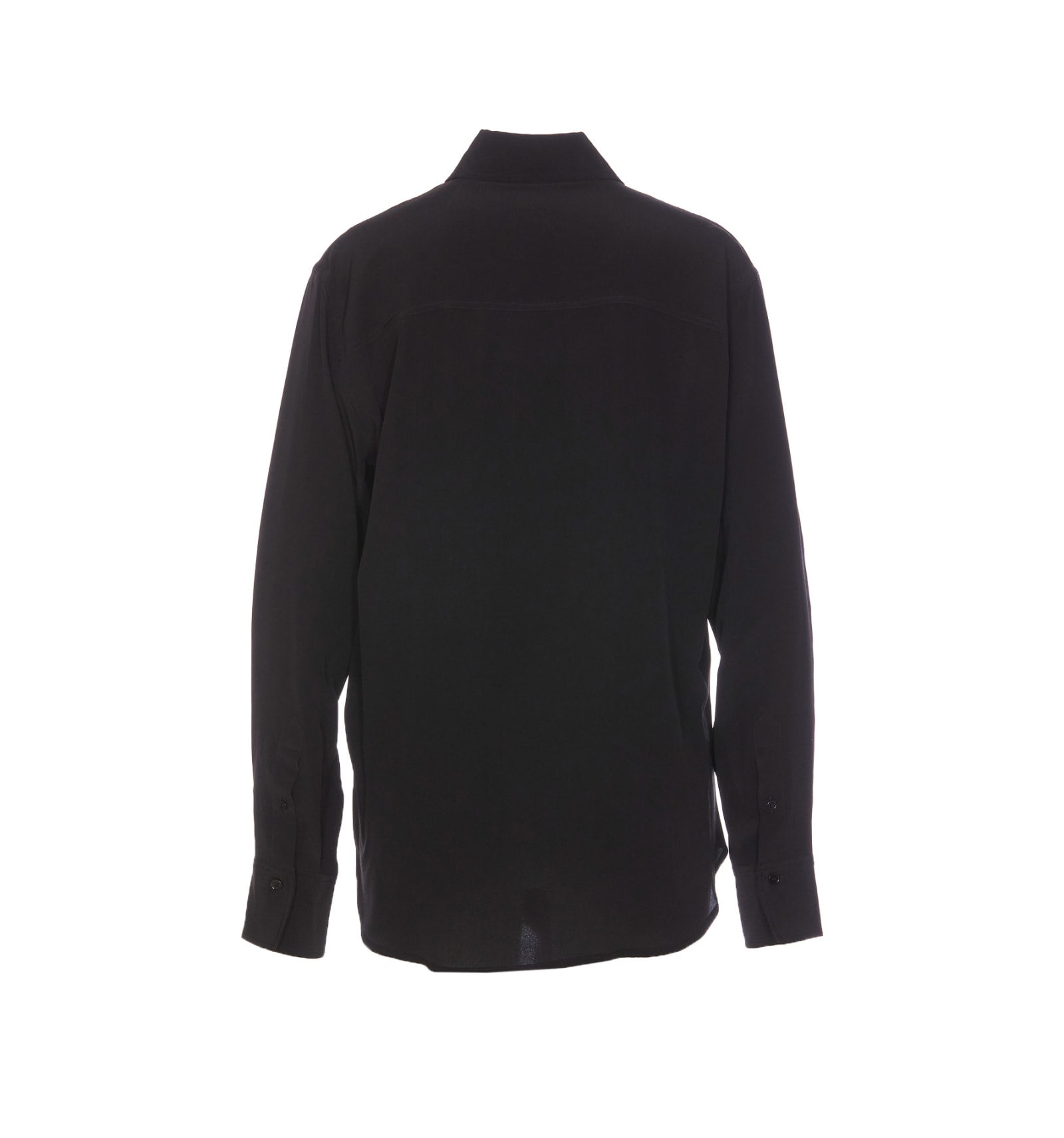 Shop Victoria Beckham Asymmetric Ruffle Shirt In Black