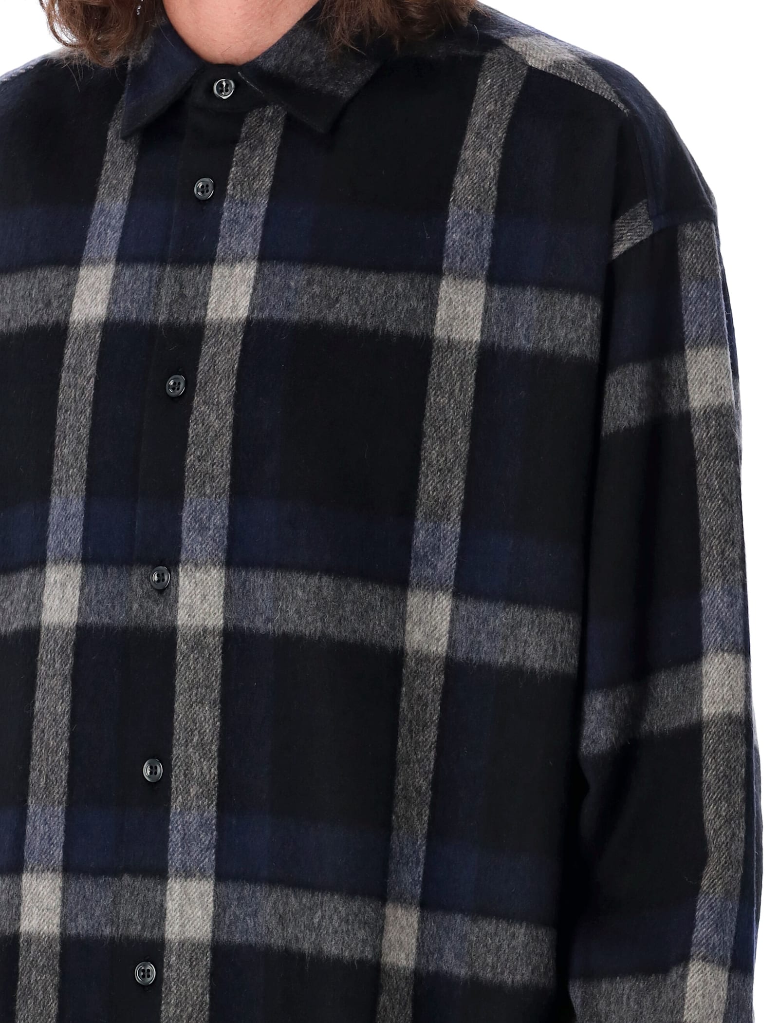 Shop Emporio Armani Plaid Wool Shirt In F929