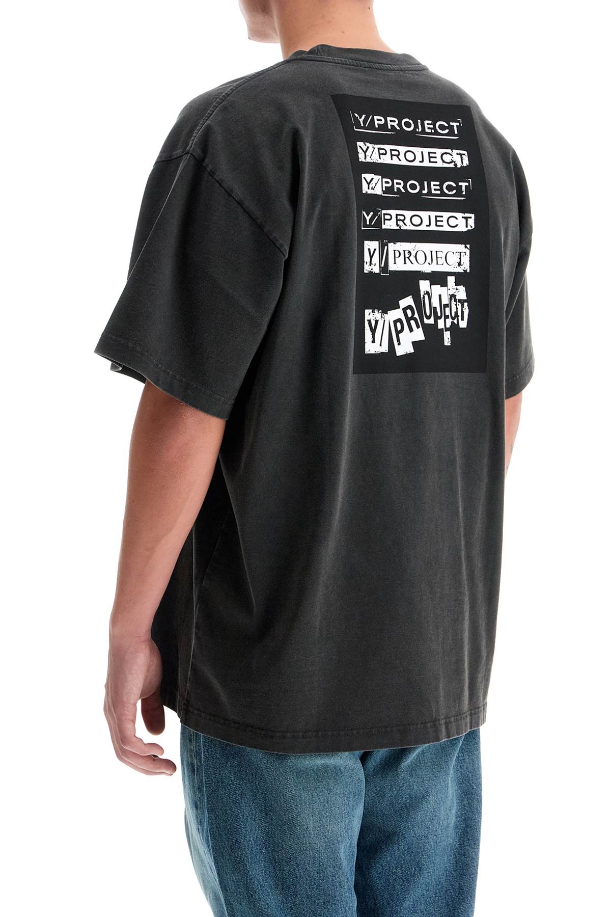 Shop Y/project T-shirt With Printed Pinch In Vintage Black (black)