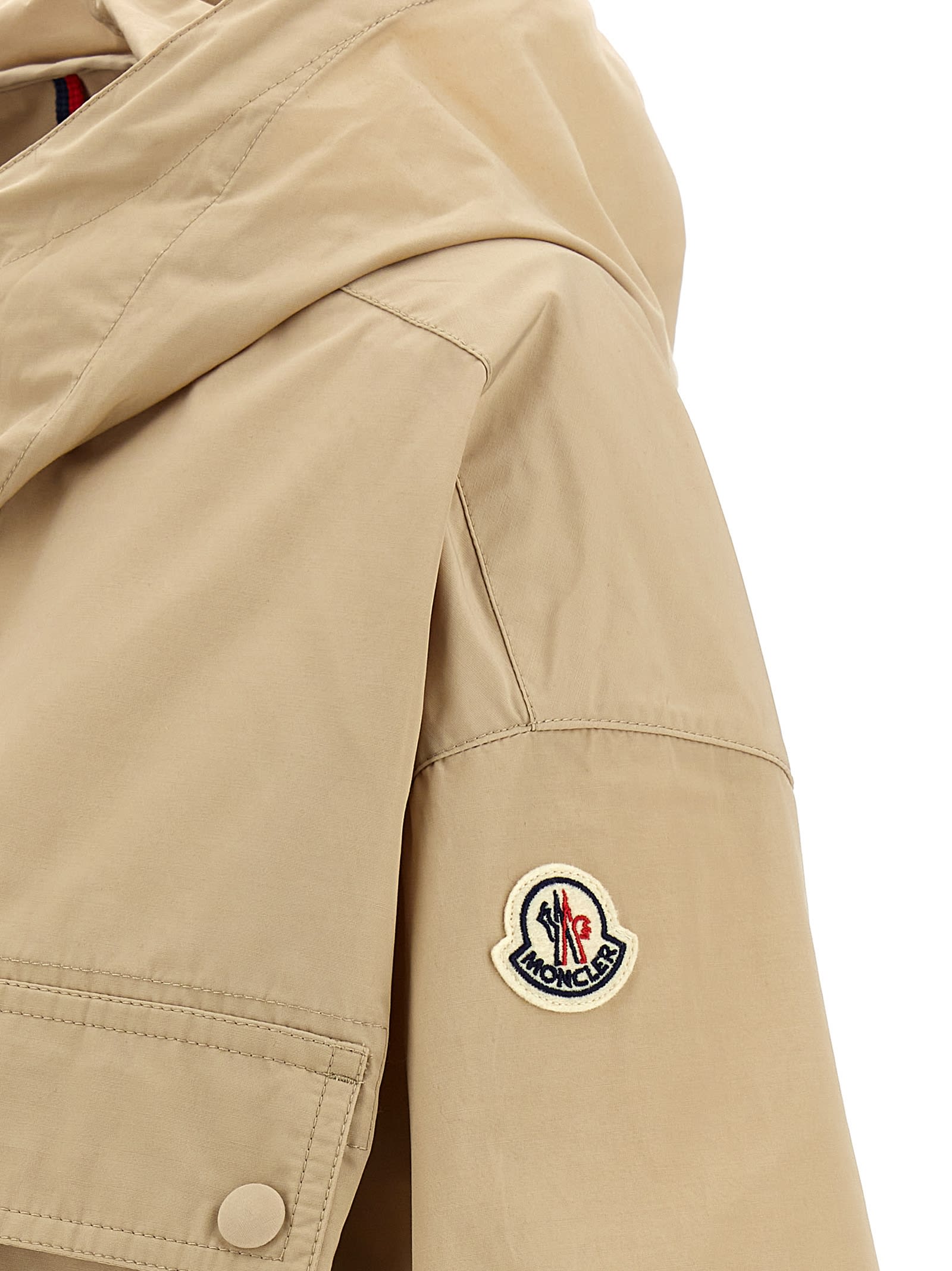 Shop Moncler Sauvan Parka In Beige