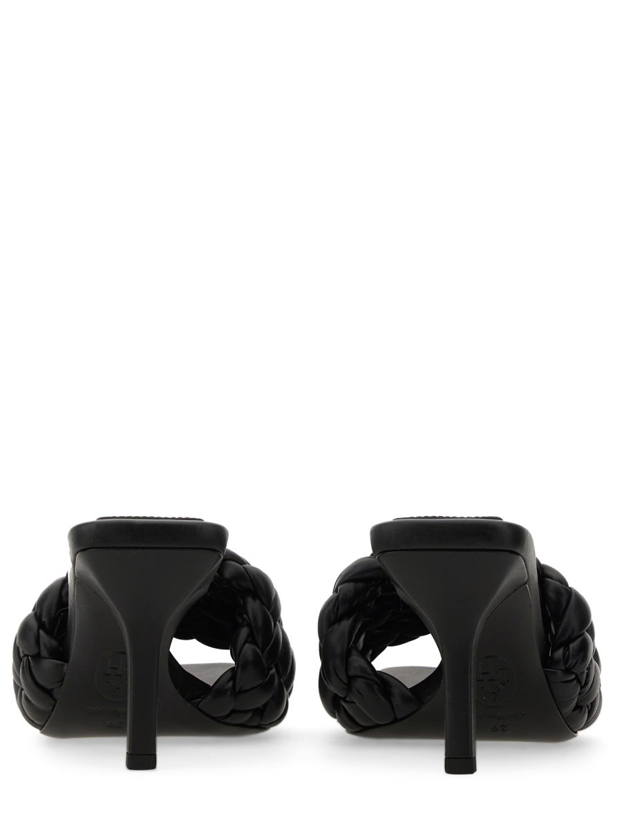 Ash Black Slip-on Mules With Braided Band In Leather Woman