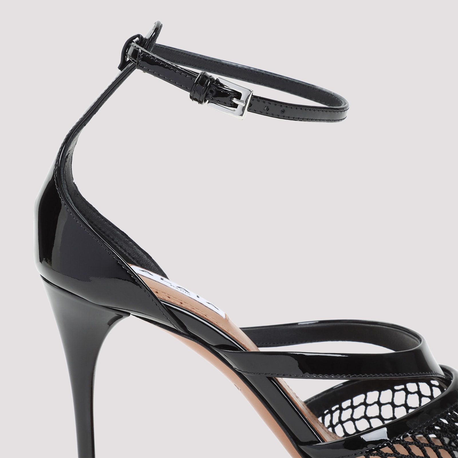 Shop Alaïa Fishnet Tong 90 Sandals In Noir