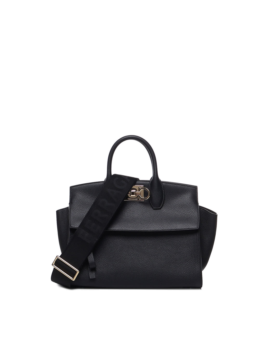 Shop Ferragamo The Studio Box Medium Bag In Black