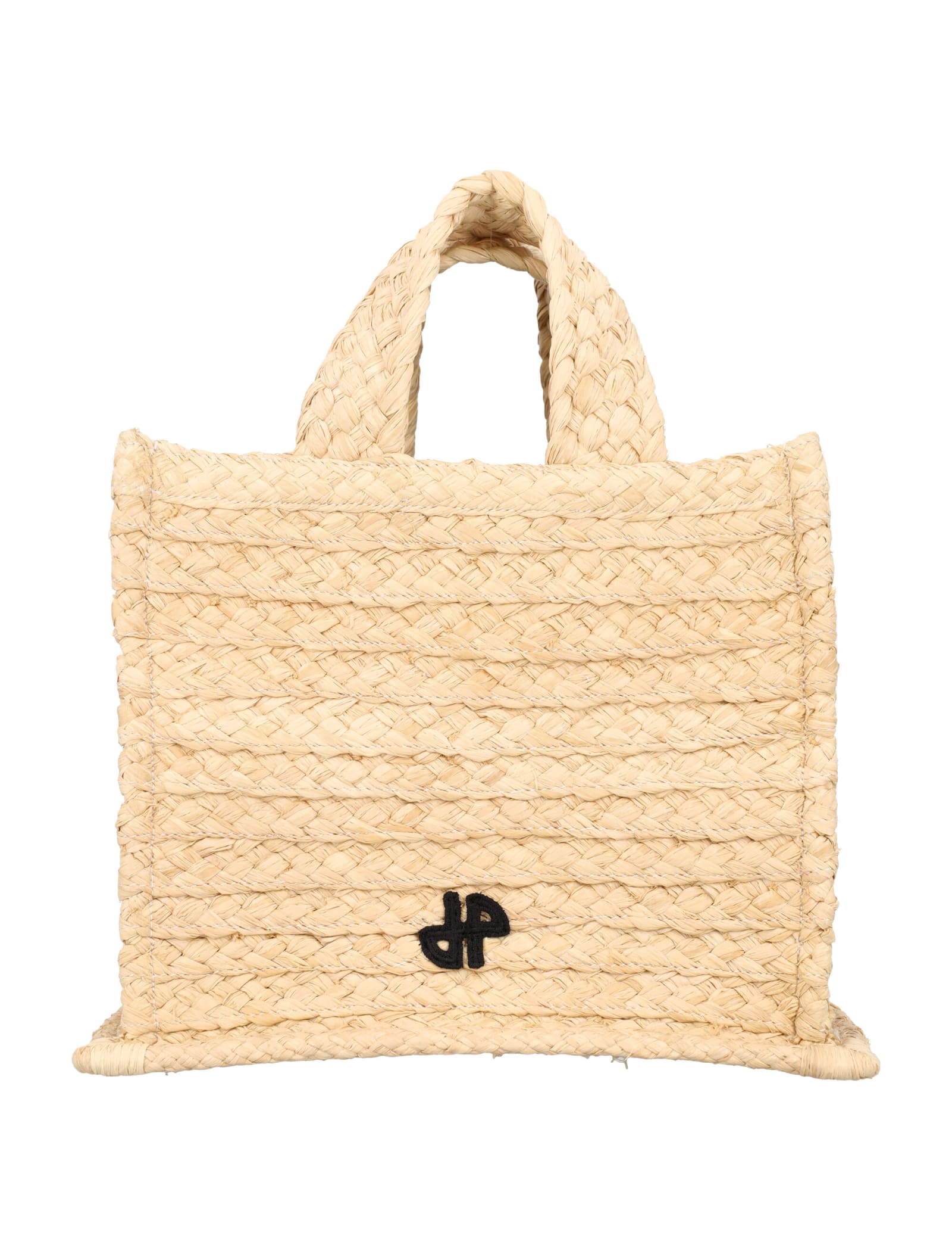 Shop Patou Jp Raphia Small Tote Bag In Vanilla