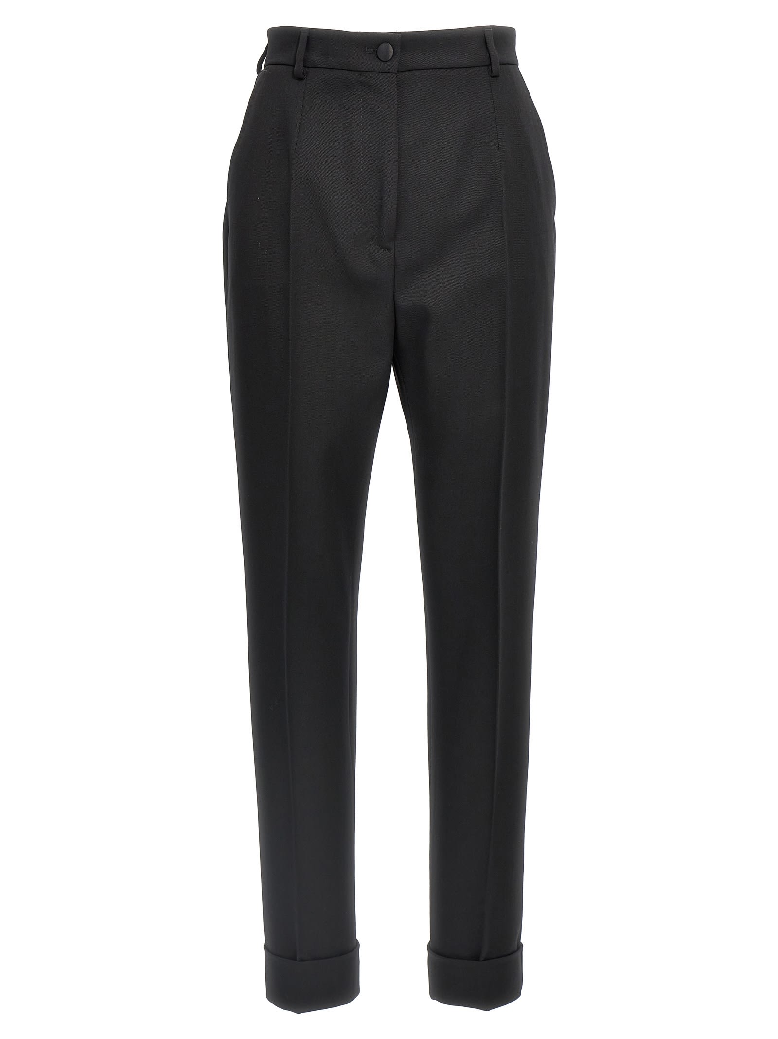 Dolce & Gabbana Turned-up Hem Tailored Trousers In Nero