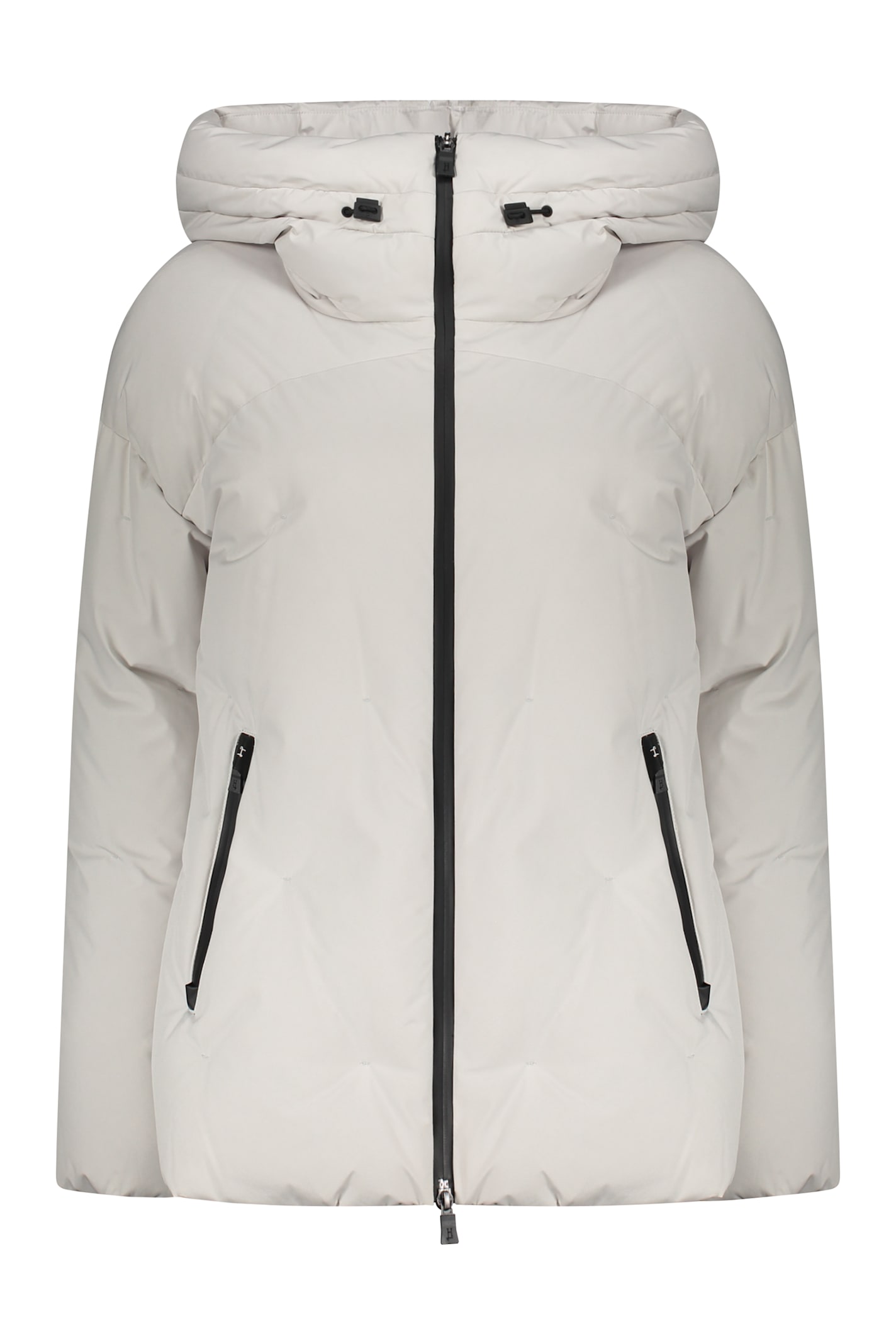 Shop Herno Laminar Hooded Full-zip Down Jacket In Grey