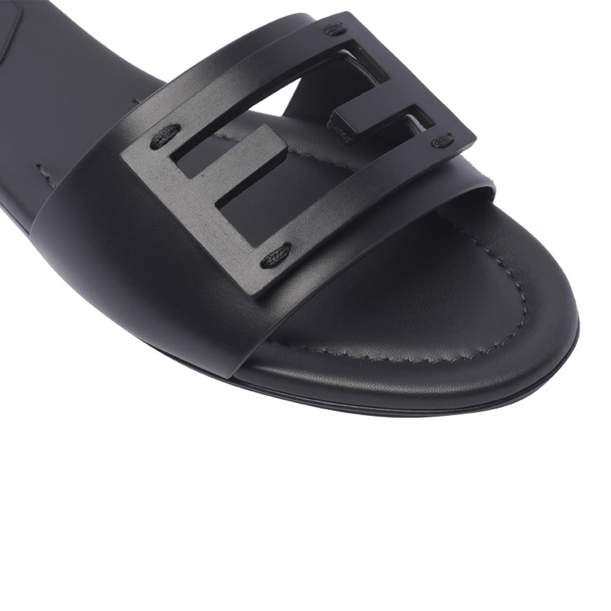 Fendi Wide-band Slide Sandals With Ff Baguette Motif In Blue