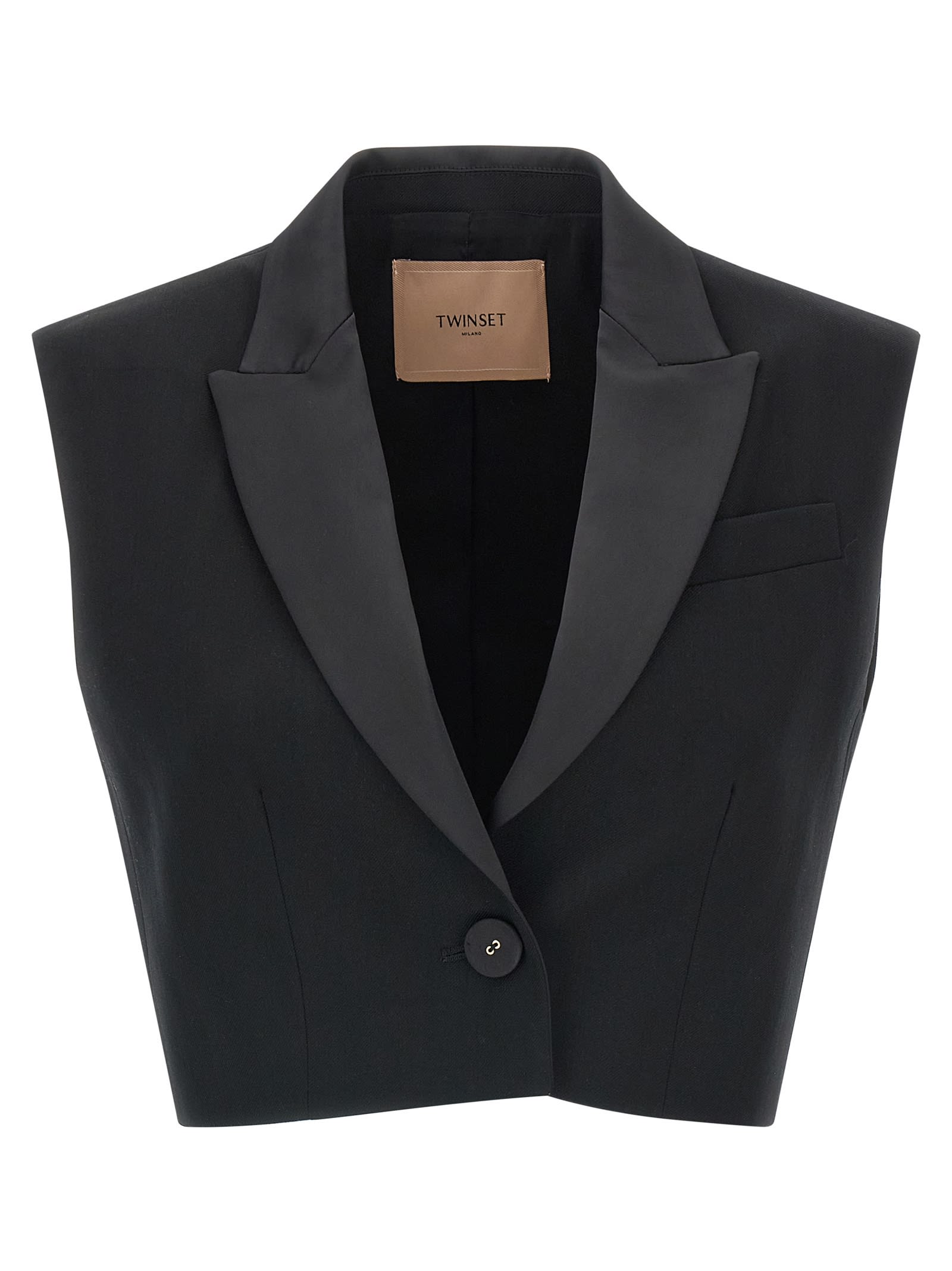 Twinset Cropped Vest In Black