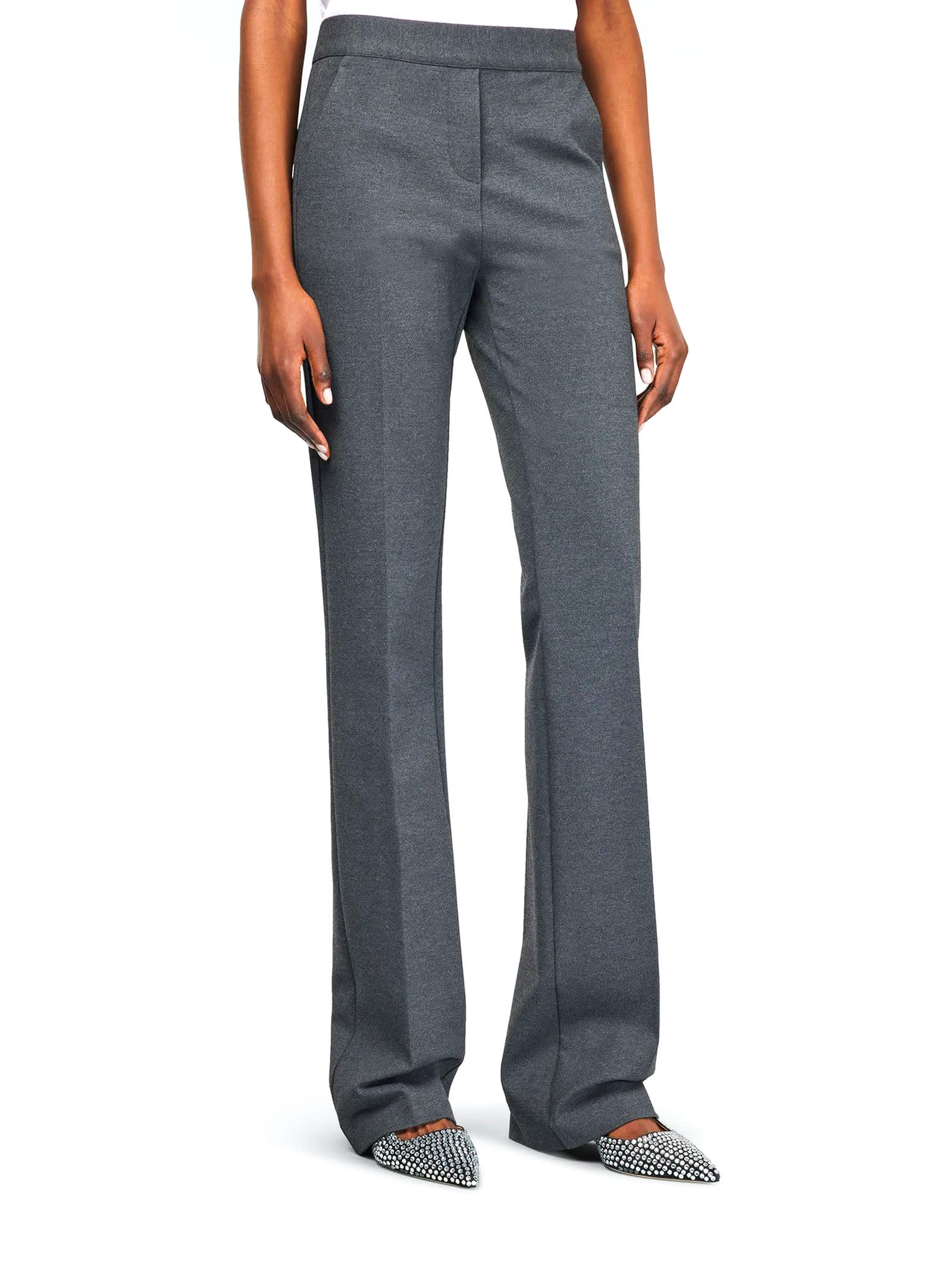 Shop Semicouture Milano Stitch Trumpet Trousers In Grey