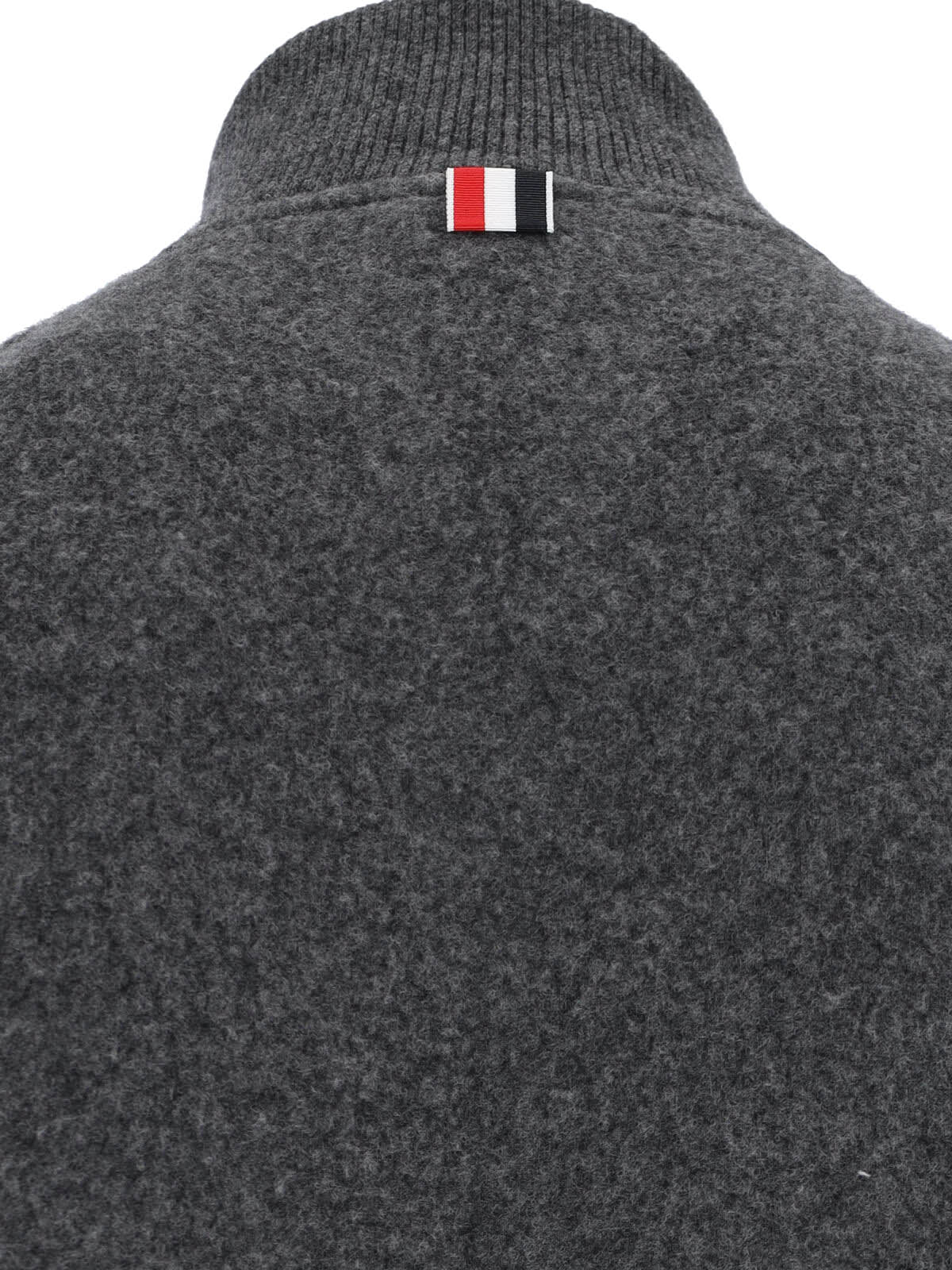Thom Browne Grey Wool Zip-up Cardigan In Gray