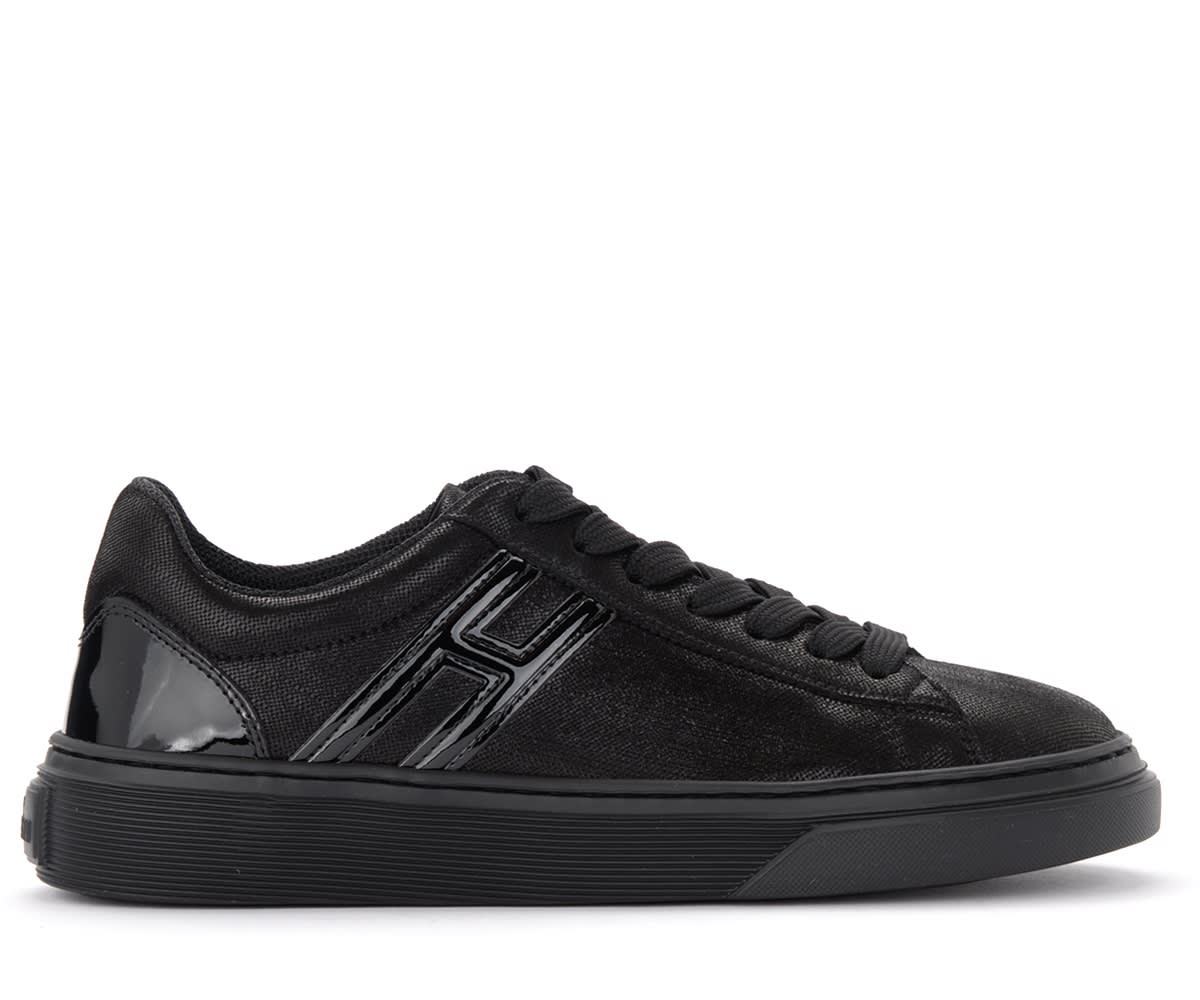 Hogan H365 Black Textured Laminated Leather Sneaker