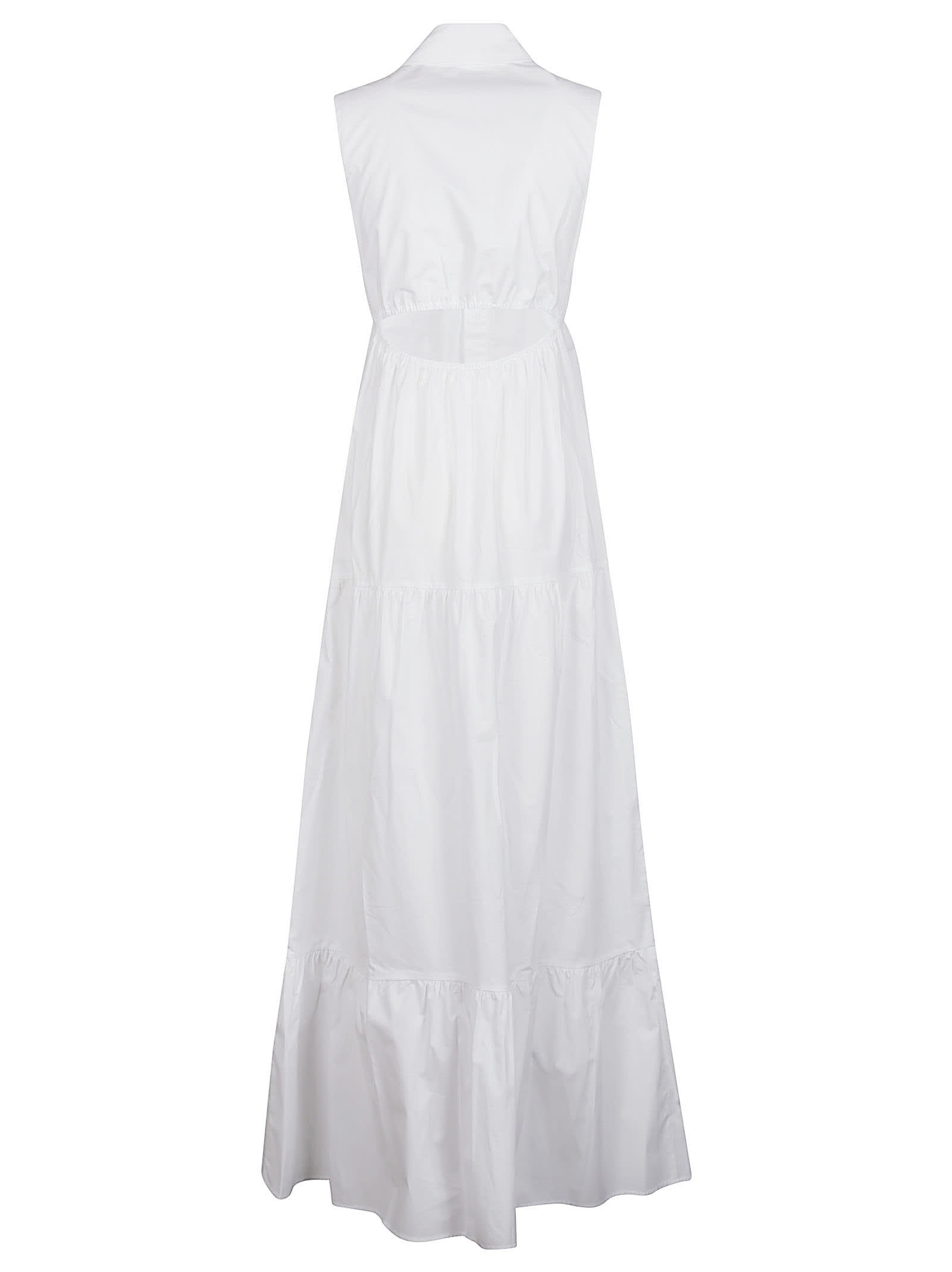 Shop Patrizia Pepe Chemisier Long Dress In Bianco Ottico