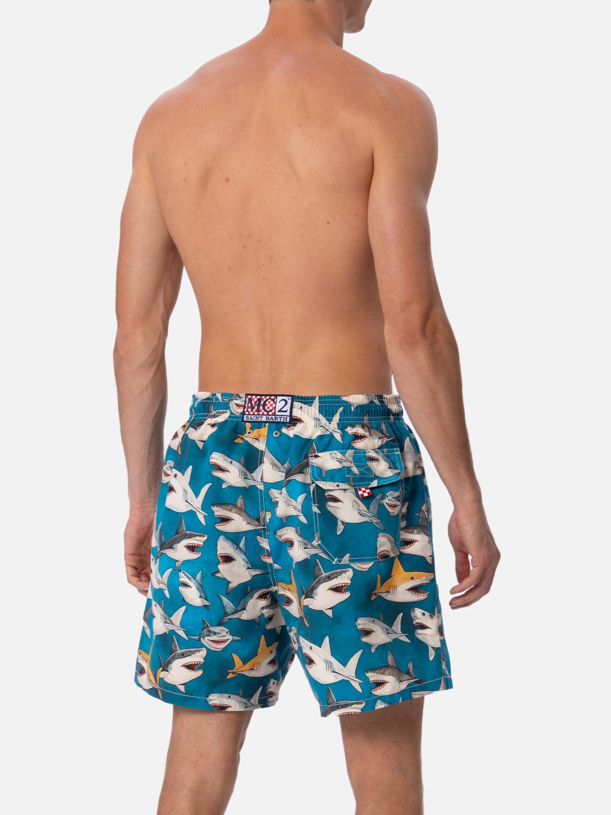 Mc2 Saint Barth X Rick Dick Gustavia Sharks Swim Shorts In Green