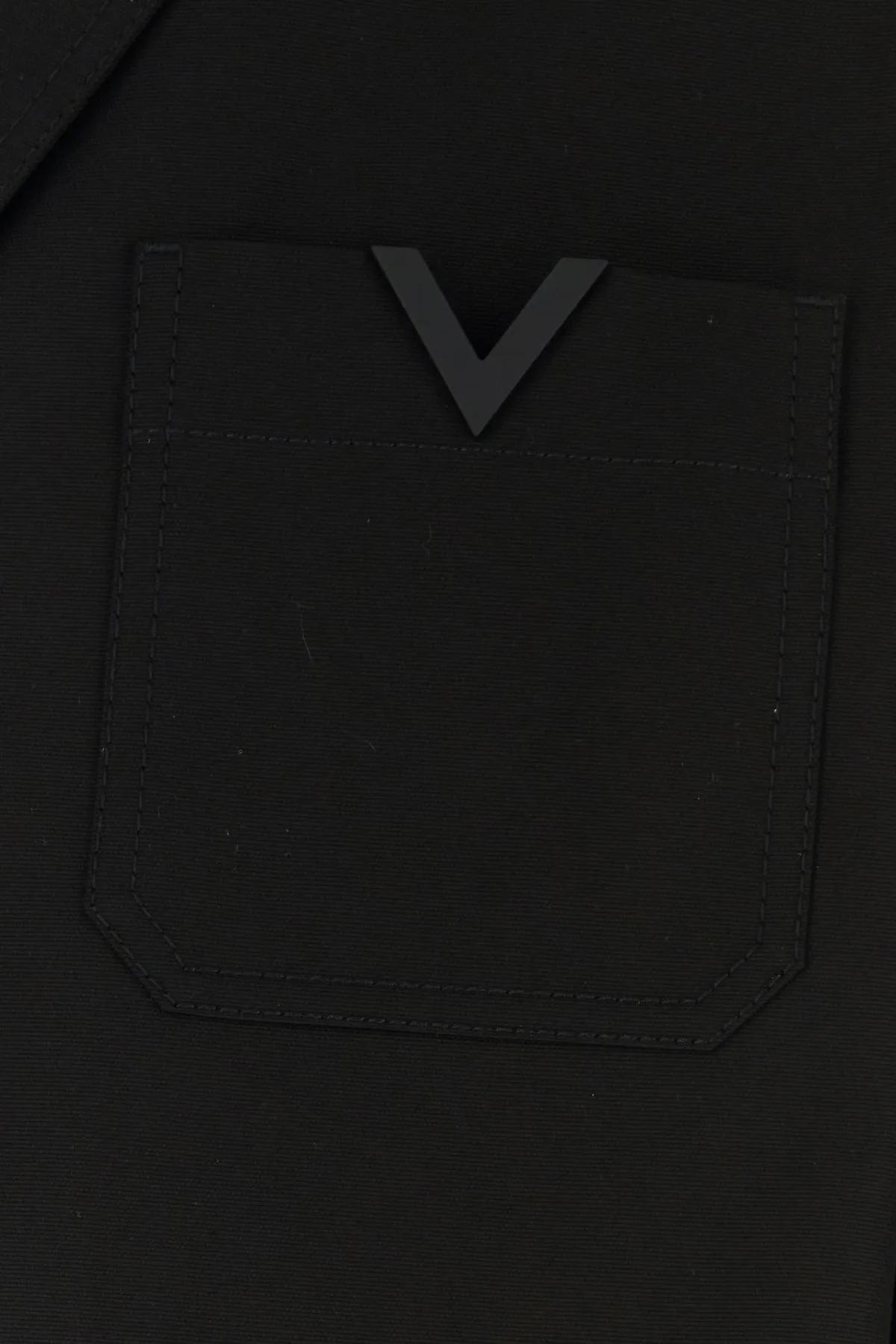 Shop Valentino Black Stretch Canvas Blazer