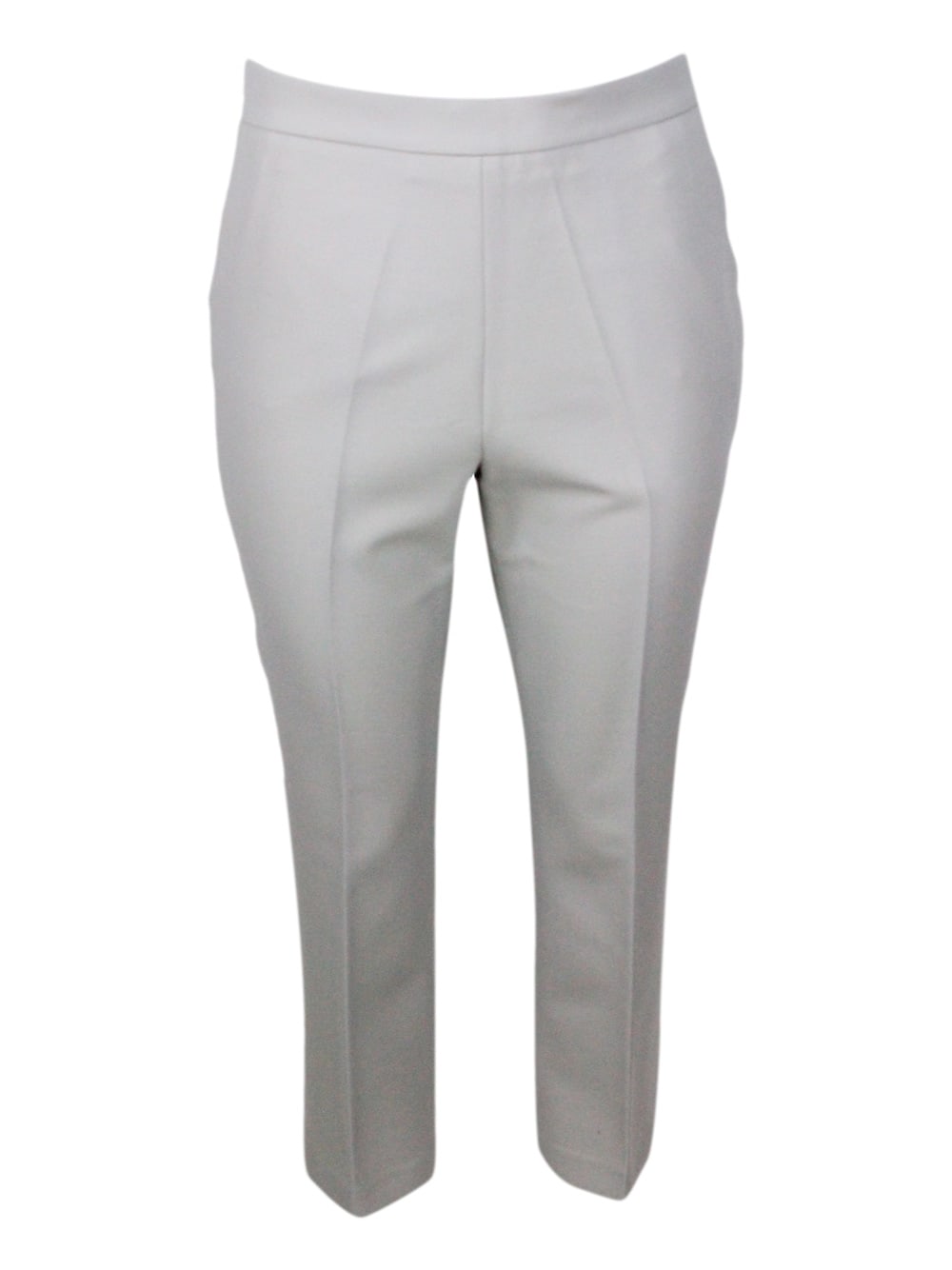 Fabiana Filippi Trousers In Thick Wool Blend Fabric With A Soft Line And Side Zip Fastening In Beige