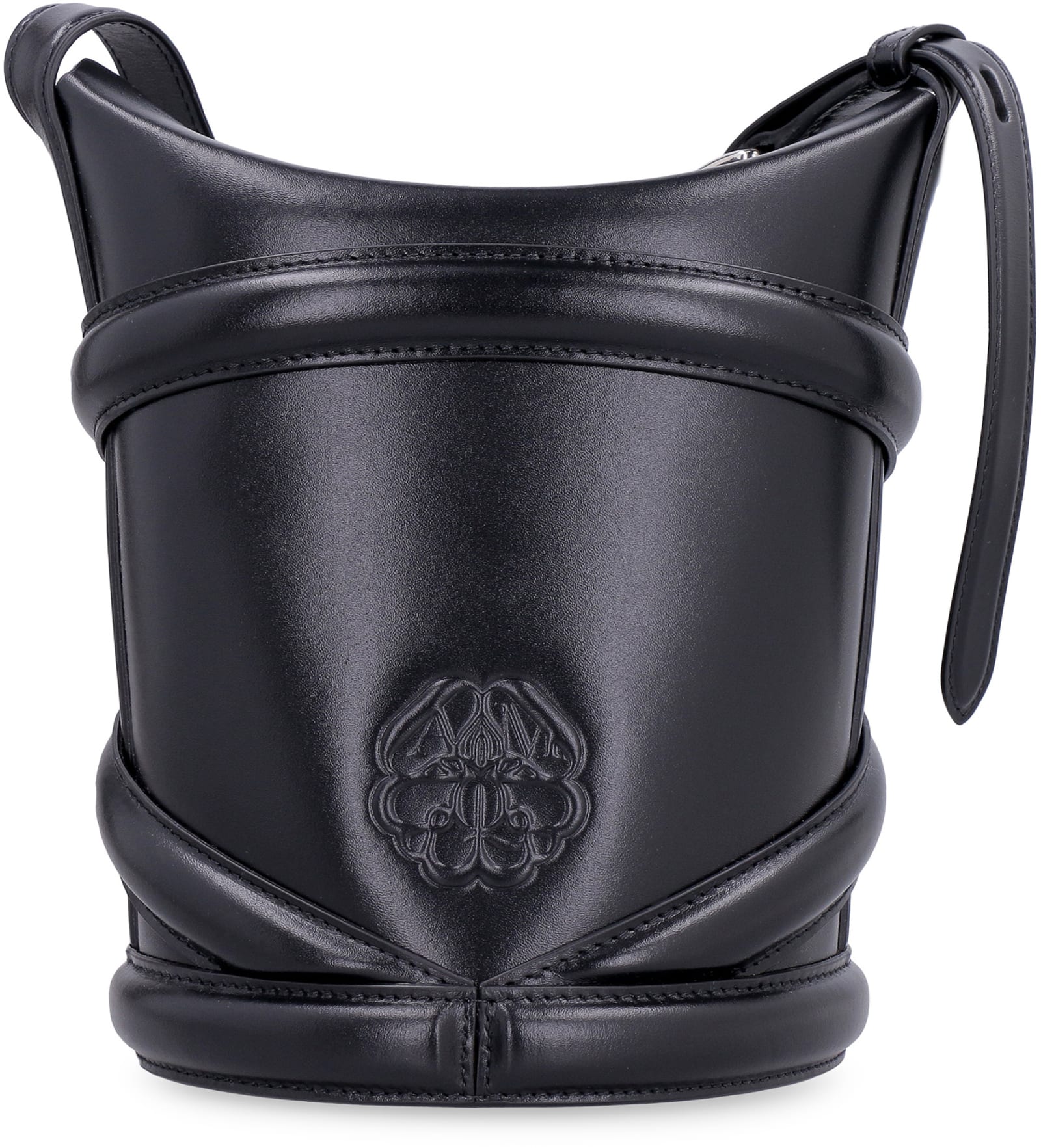 Shop Alexander Mcqueen The Curve Leather Bucket Bag In Black